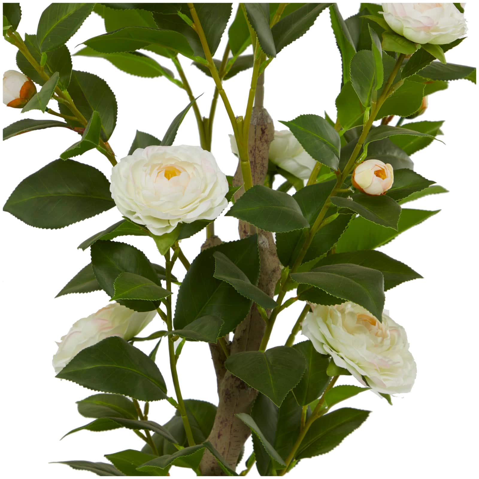 4.5ft. Green Faux Camellia Foliage Artificial Tree with Black Plastic Pot