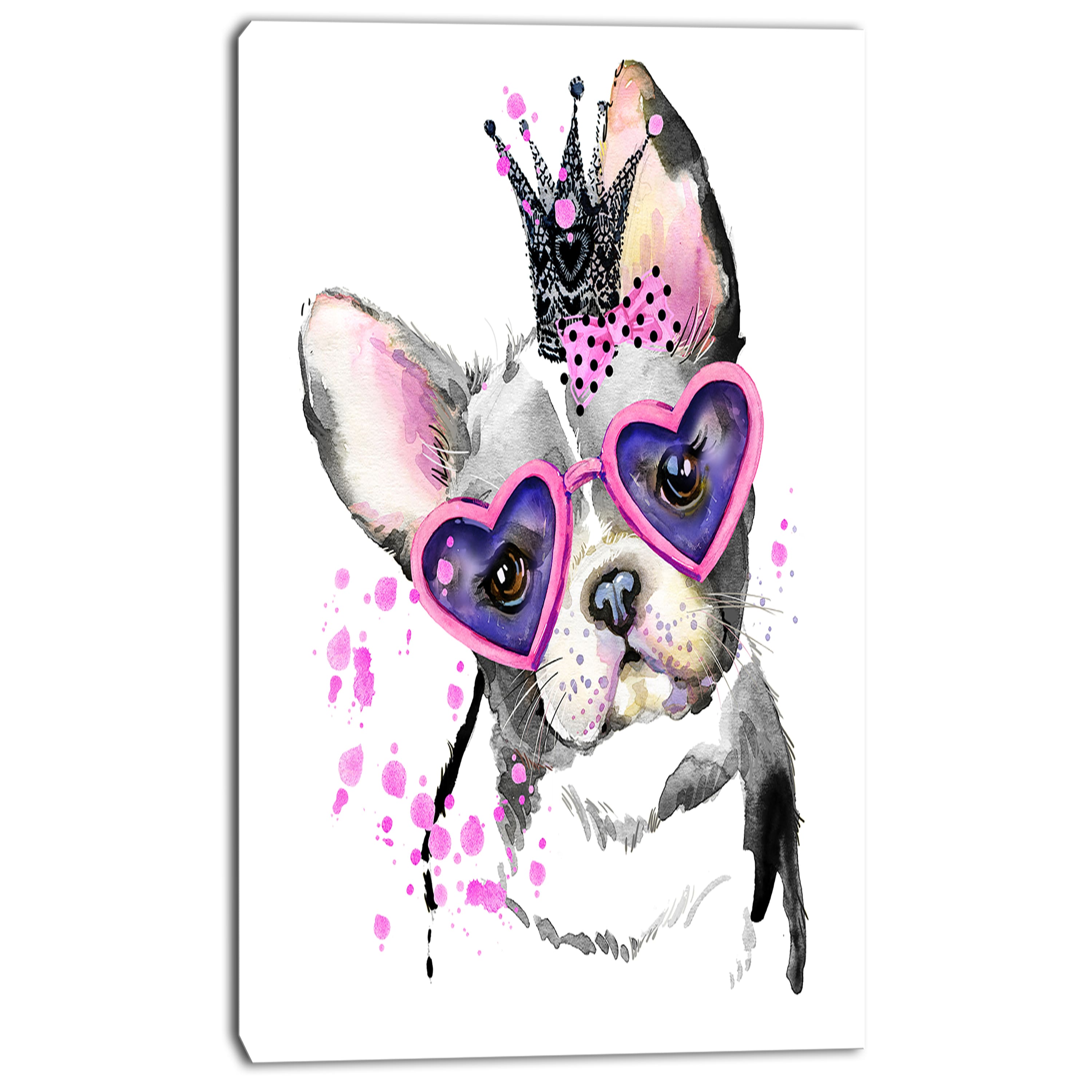 Designart - Sweet Funny Dog with Glasses - Animal Canvas Wall Art
