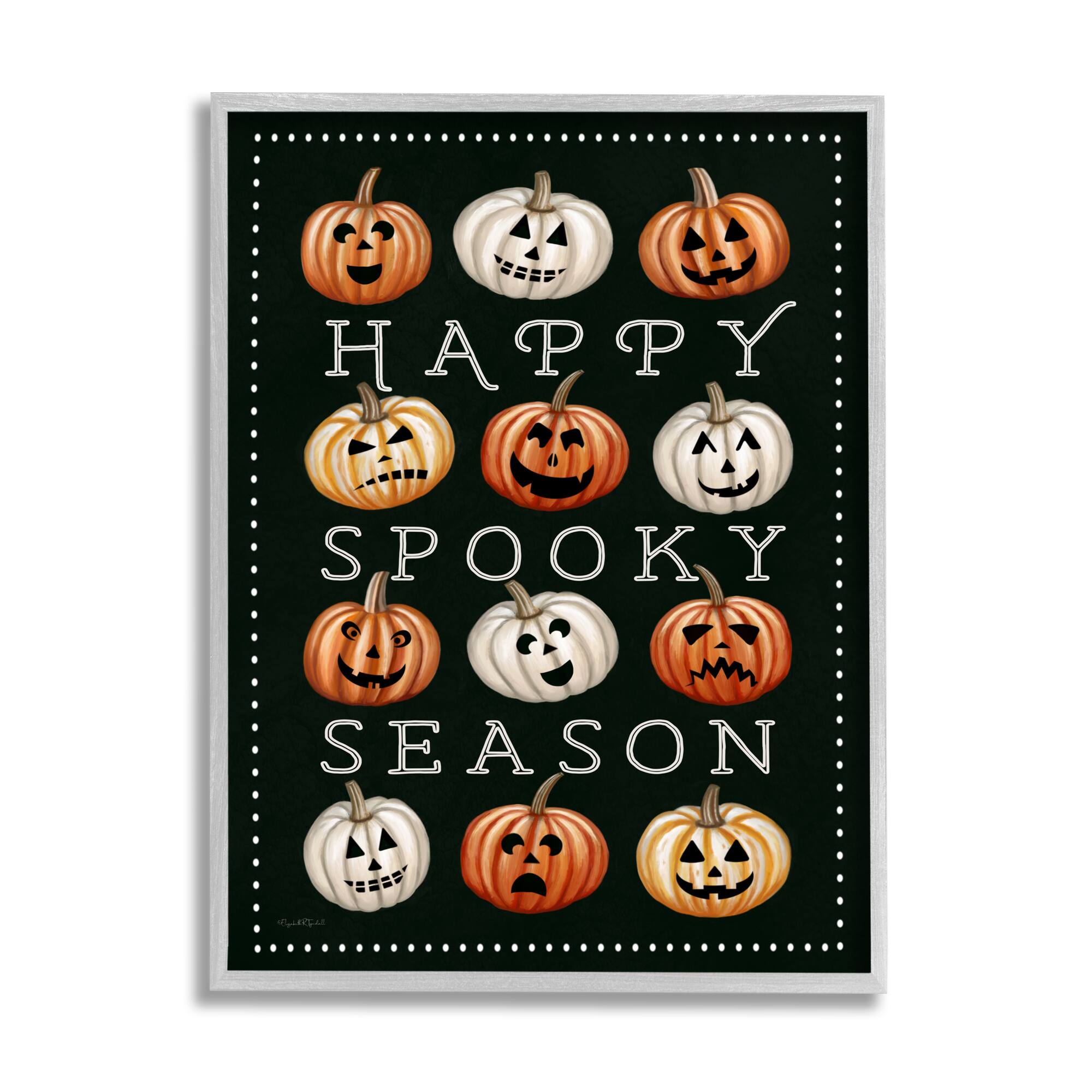 Stupell Industries Happy Spooky Season Pumpkins Framed Giclee Art