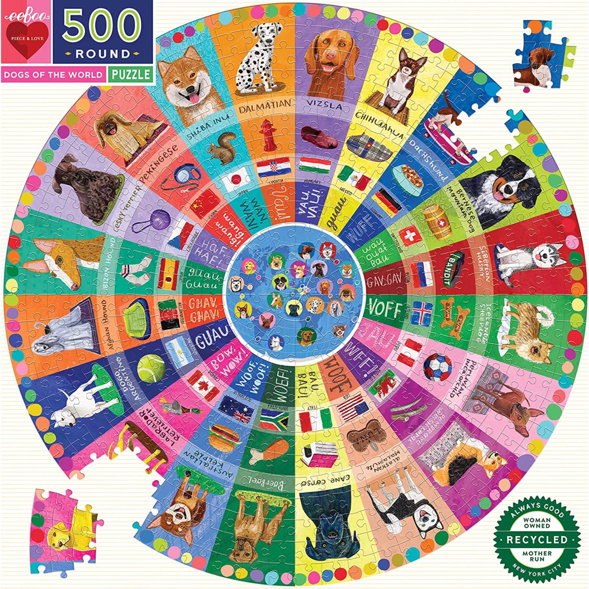 eeBoo Dogs of the World 500 Piece Puzzle