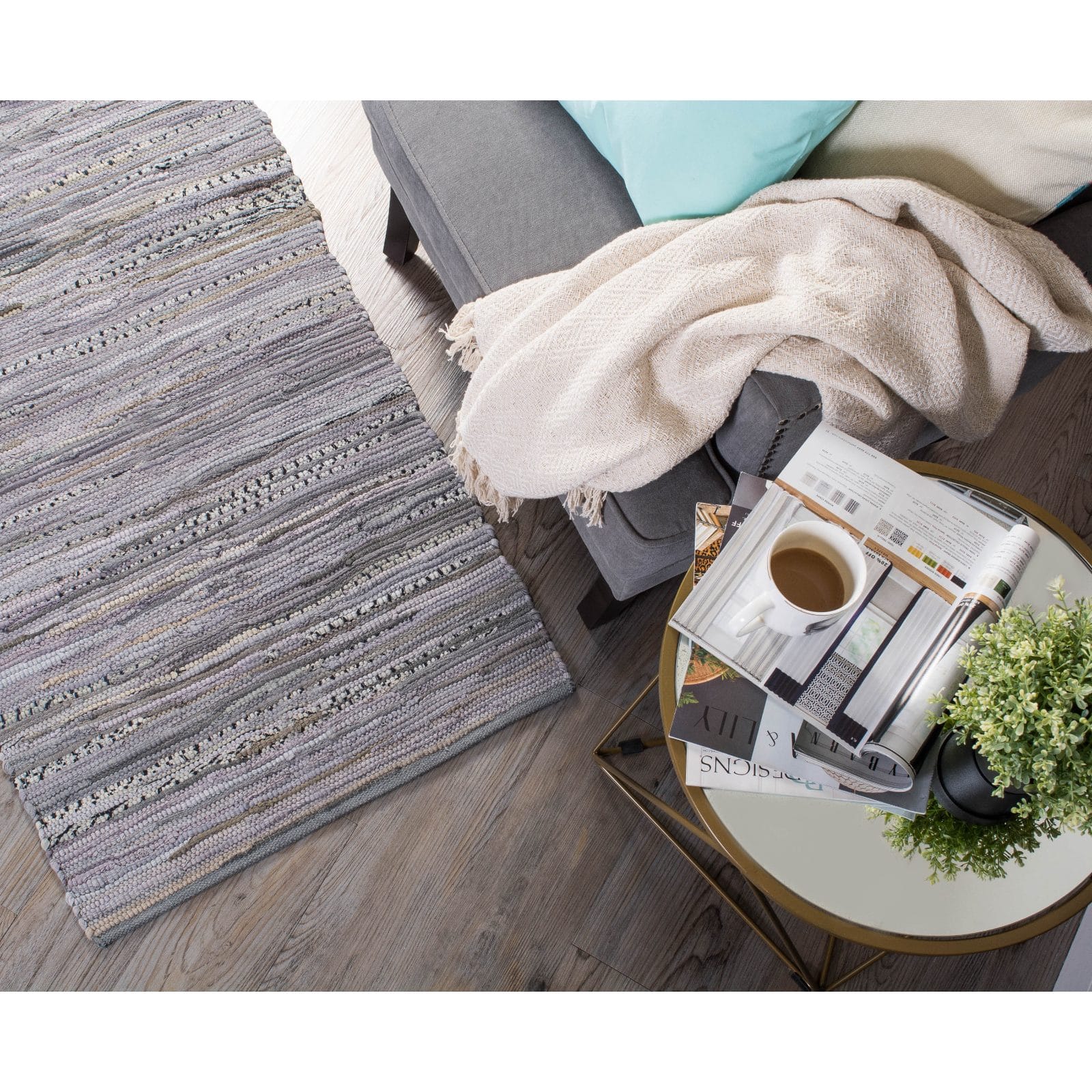 DII® Multi Gray Rag Rug, 2.25ft. x 6ft.