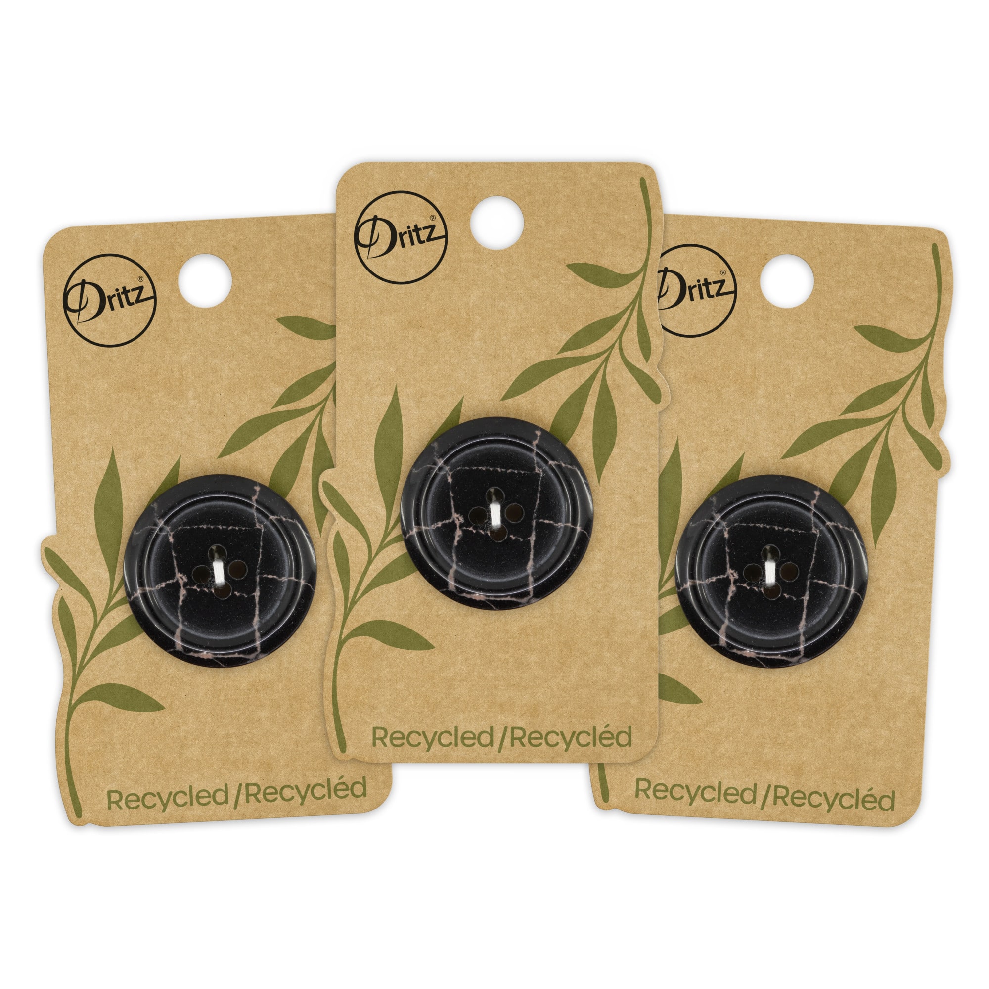 Dritz® 28mm Black Recycled Polyester Round Button, 3ct.
