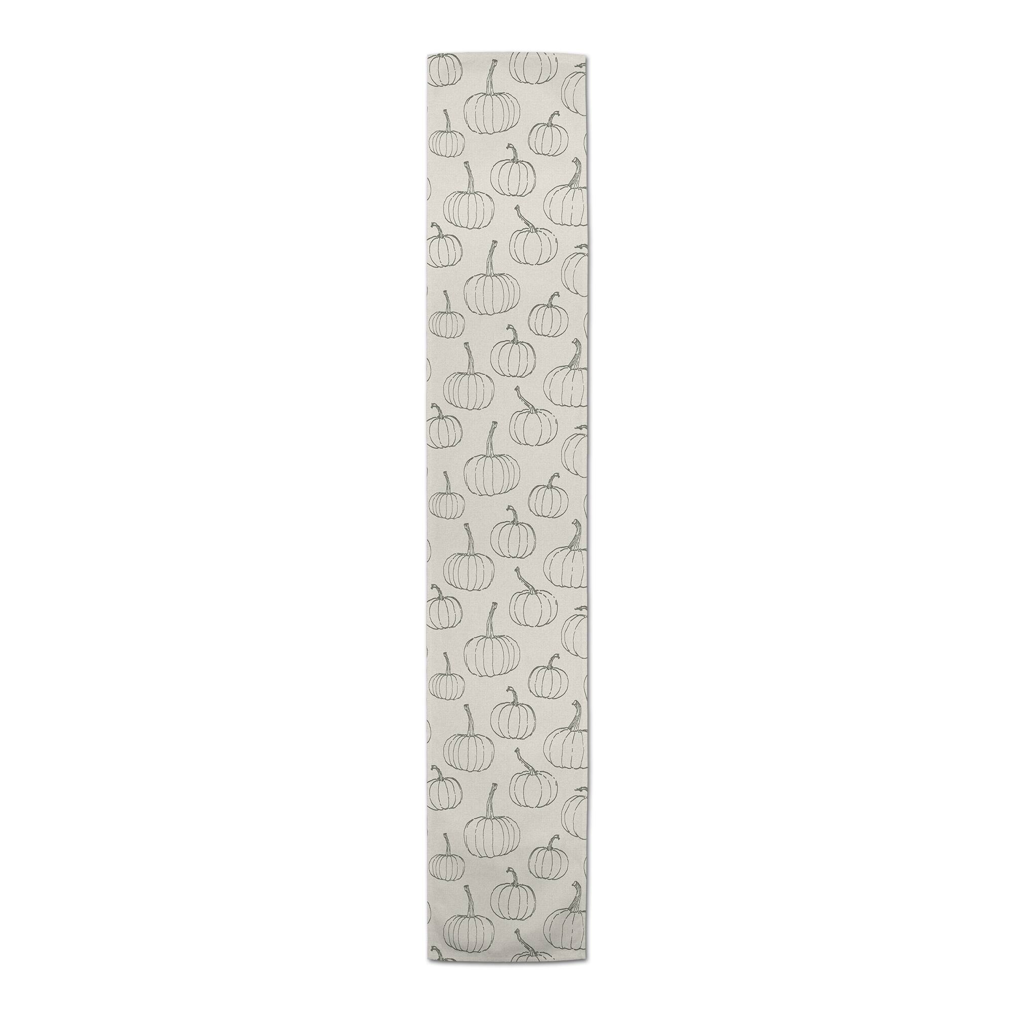 90" White Pumpkin Pattern Cotton Twill Runner