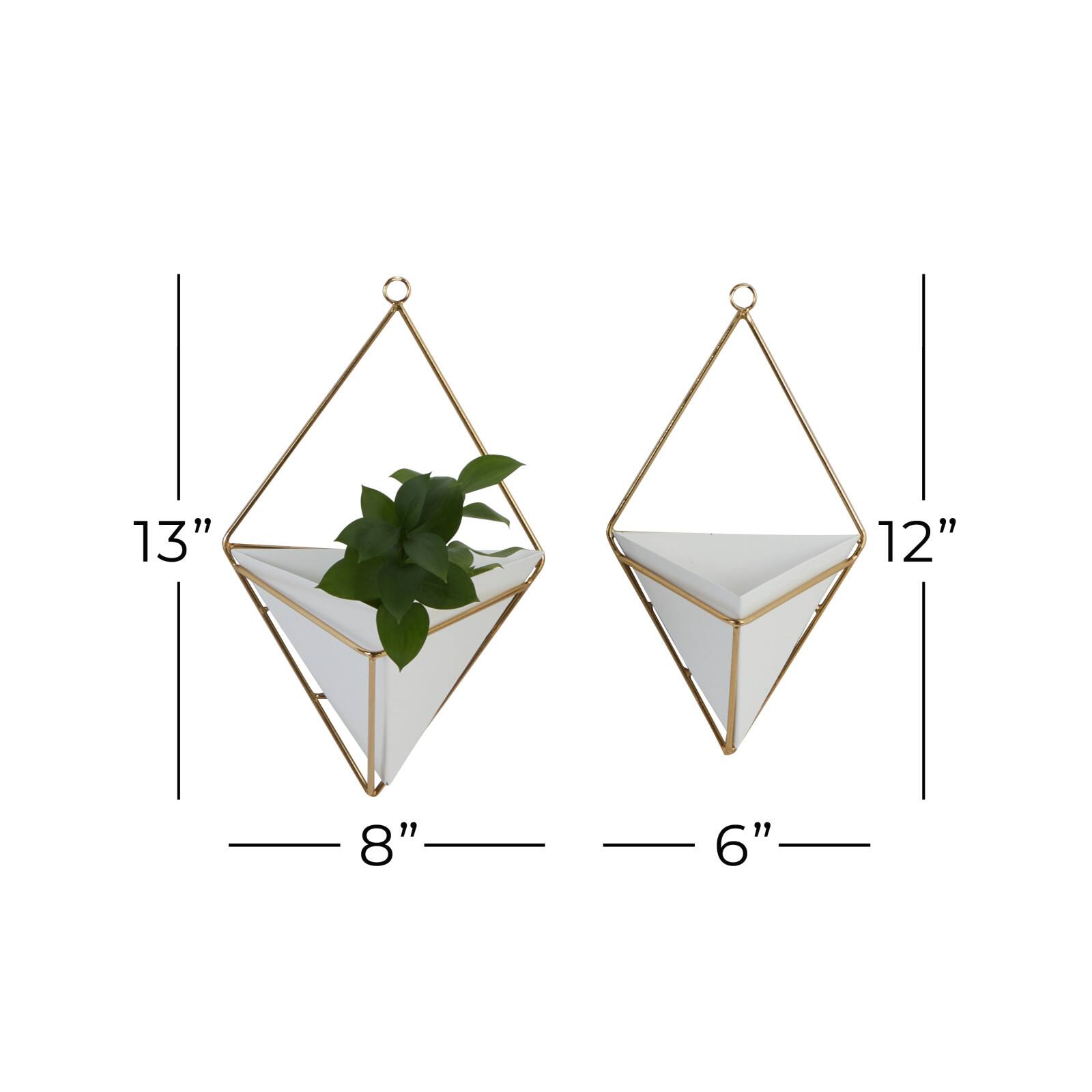 CosmoLiving by Cosmopolitan Set of 2 White Metal Contemporary Planter, 7" x 9"
