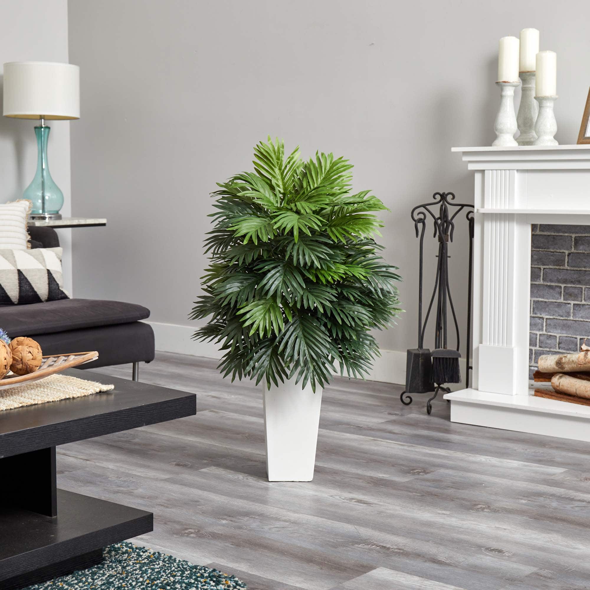 3.5ft. Areca Palm Artificial Plant in White Tower Planter