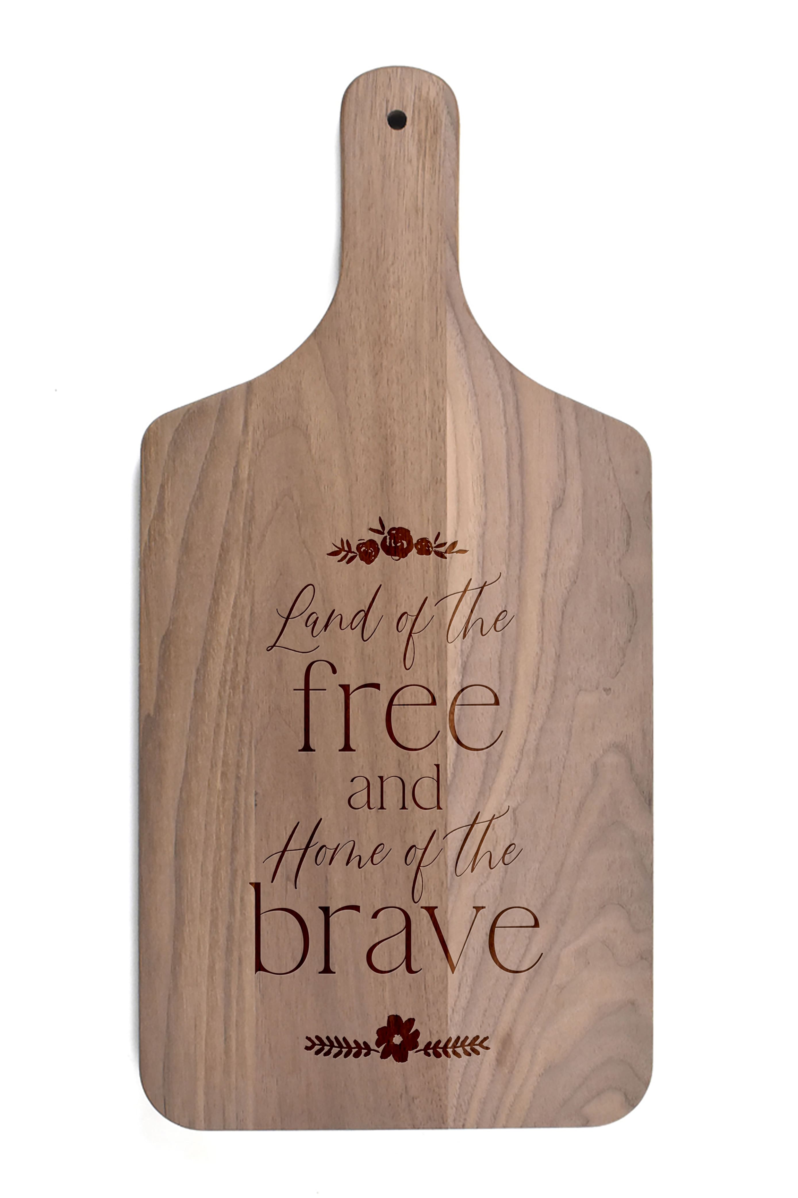 17" Land of the Free Home of the Brave Paddle Cutting Board