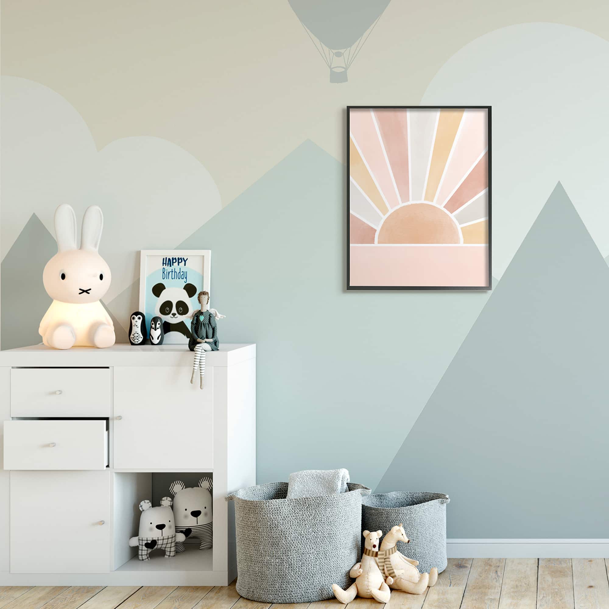 Stupell Industries Pink Tone Horizon Striped Sun Ray Landscape Framed Wall Art