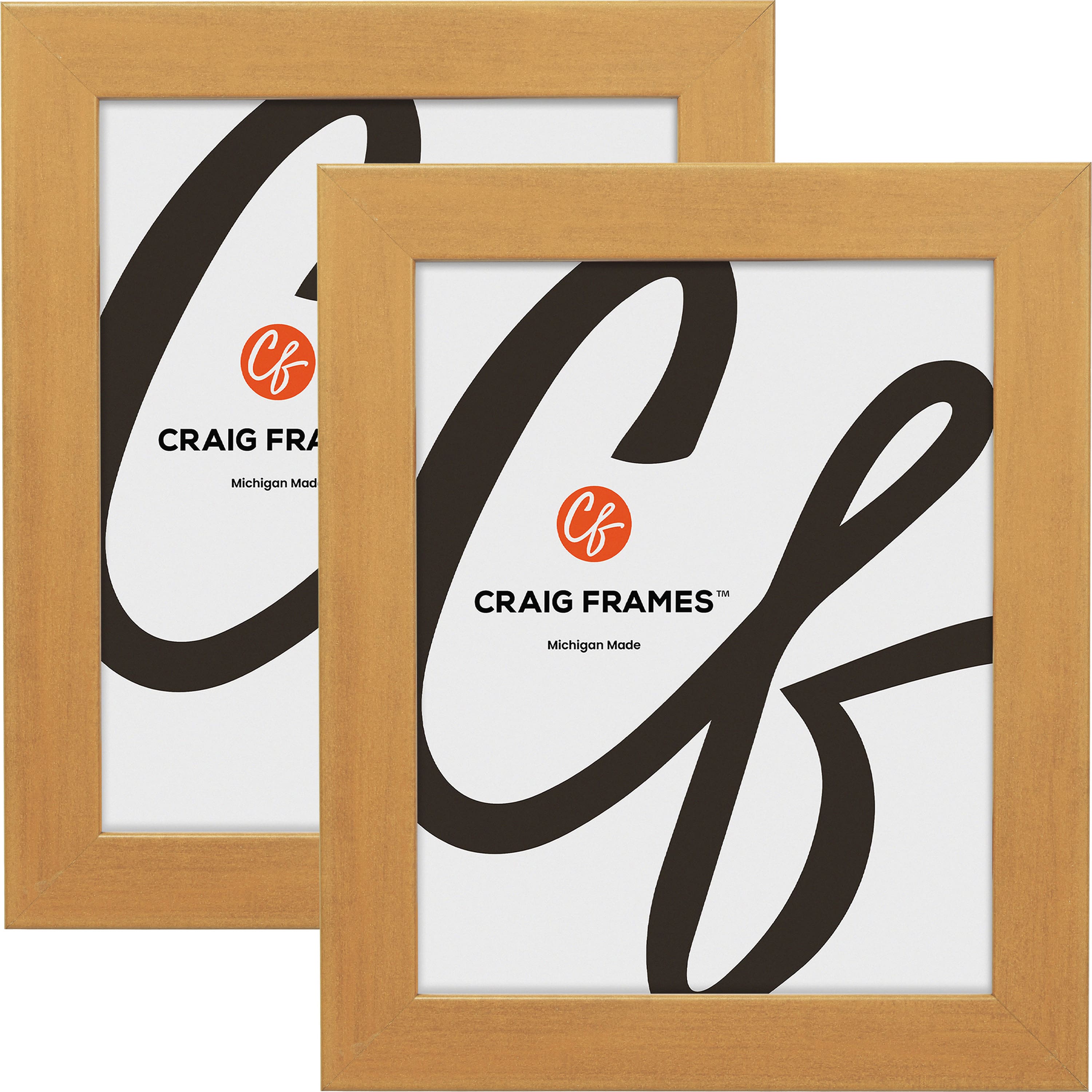 2 Pack Craig Frames Bauhaus 125 Distressed Gold Picture Frame