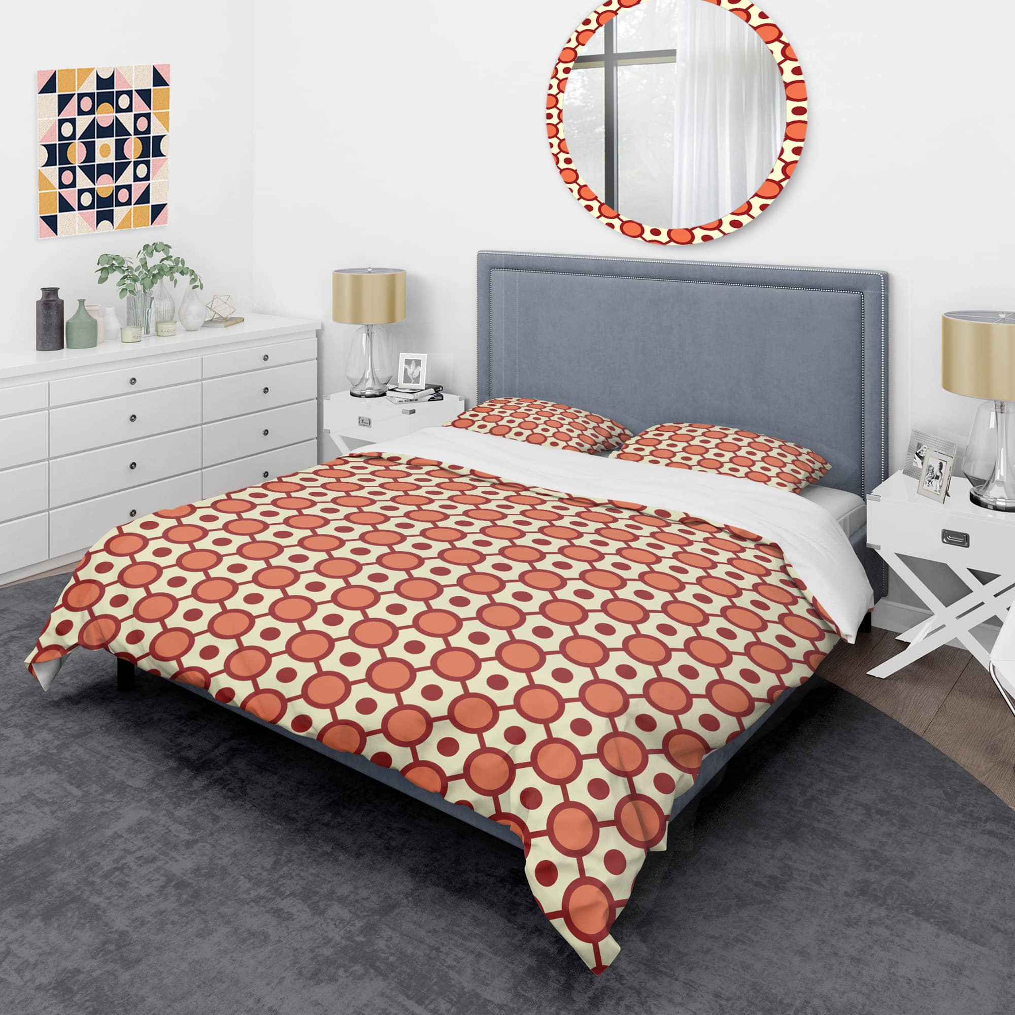 Designart 'Abstract Retro Geometrical Design IX' Mid-Century Duvet Cover Set