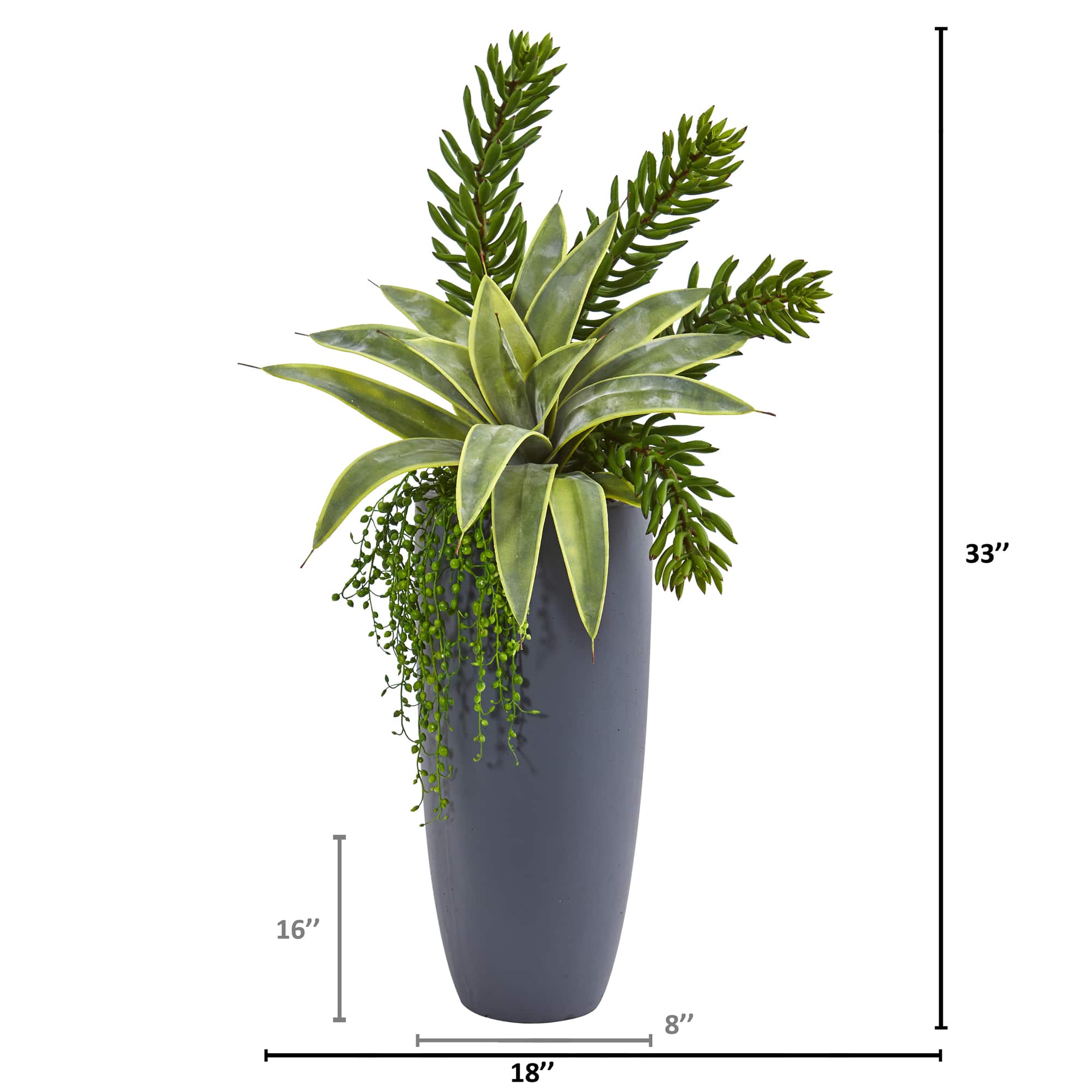 3ft. Snake Plant & Succulent in Gray Planter