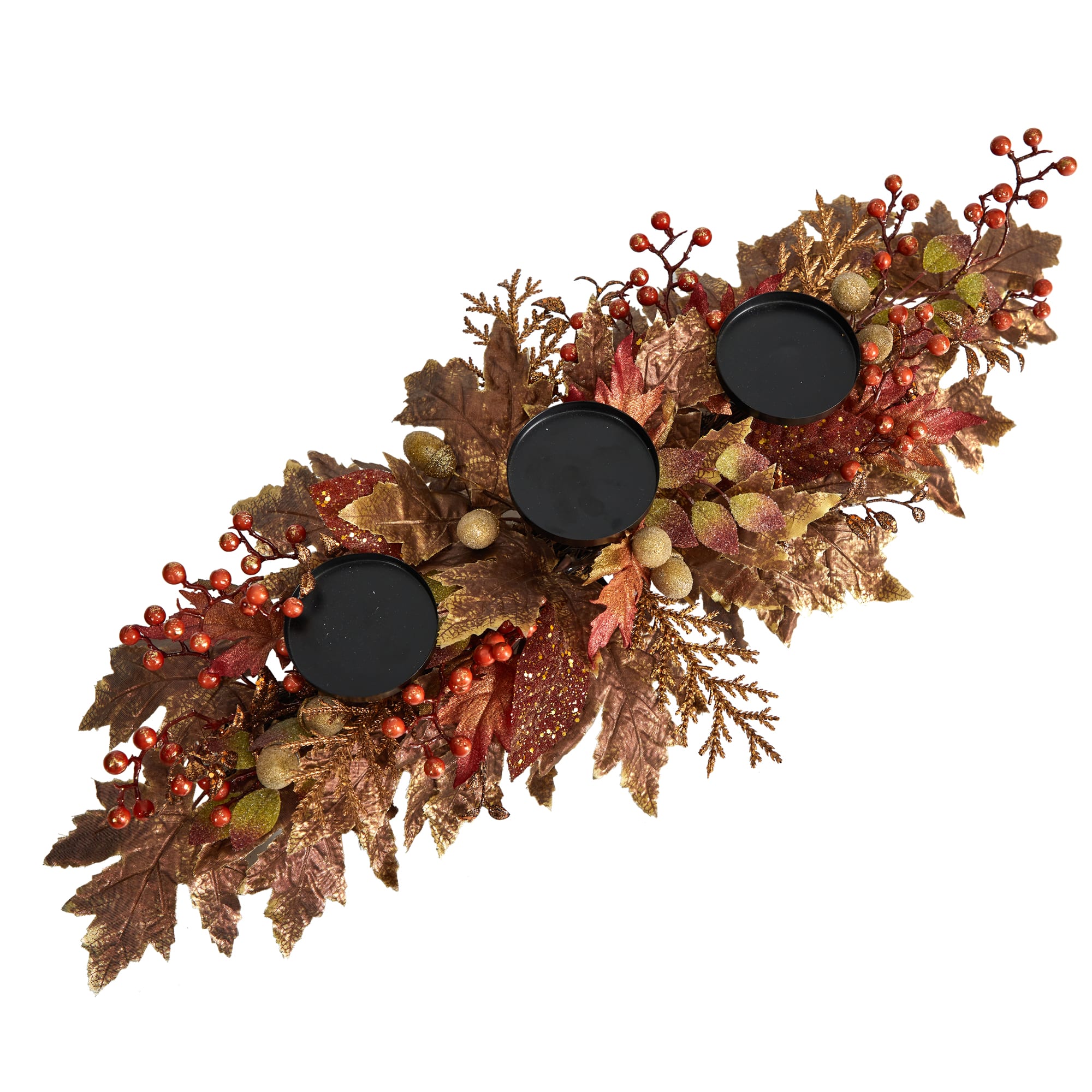 36" Maple Leaves & Berries Fall Harvest Candelabrum Arrangement