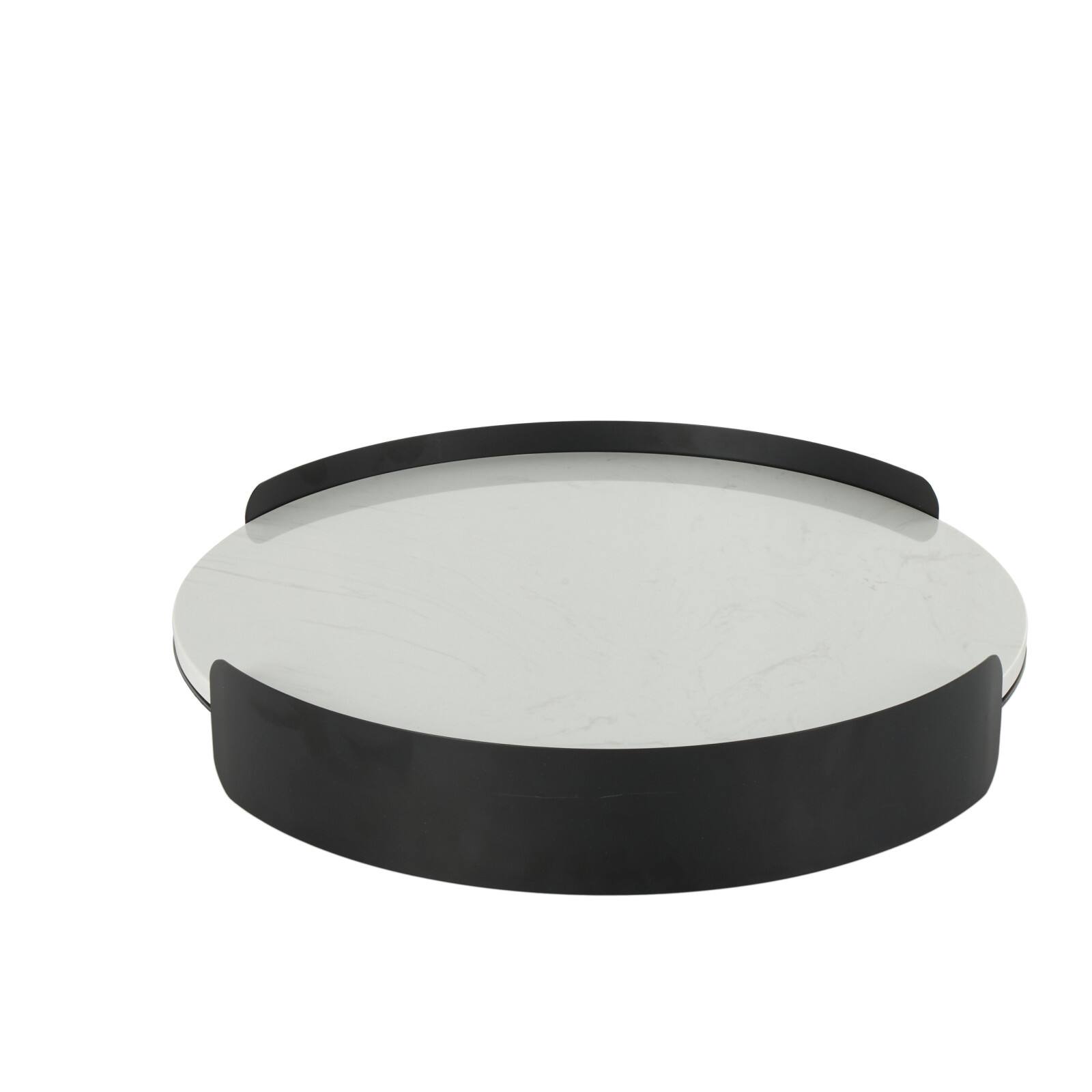 19" White Marble Round Living Room Décor Tray