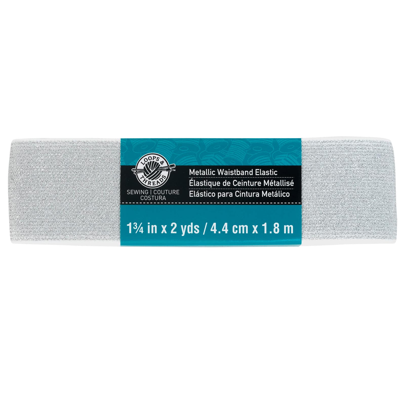 Silver Metallic Elastic Waistband By Loops & Threads™