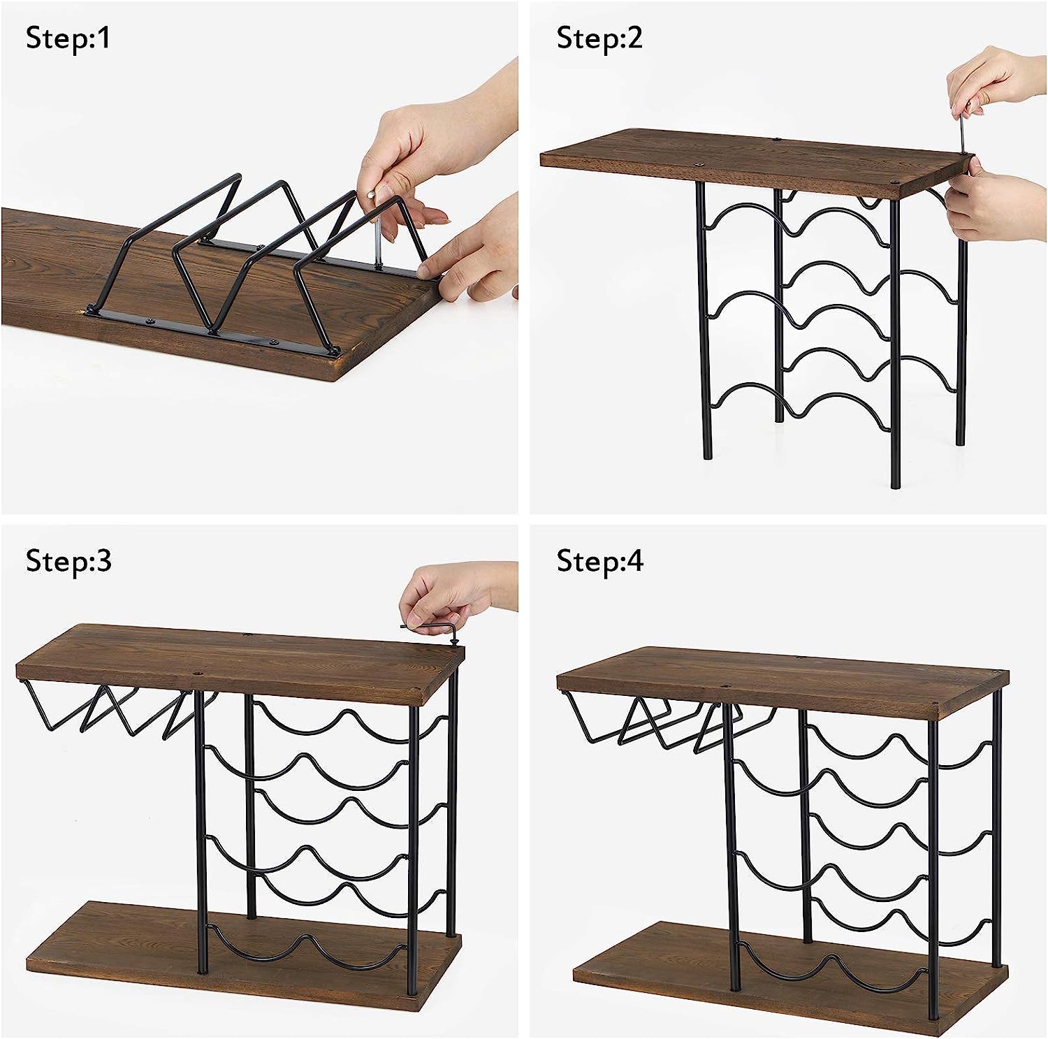 Brown Countertop Freestanding Wine Rack