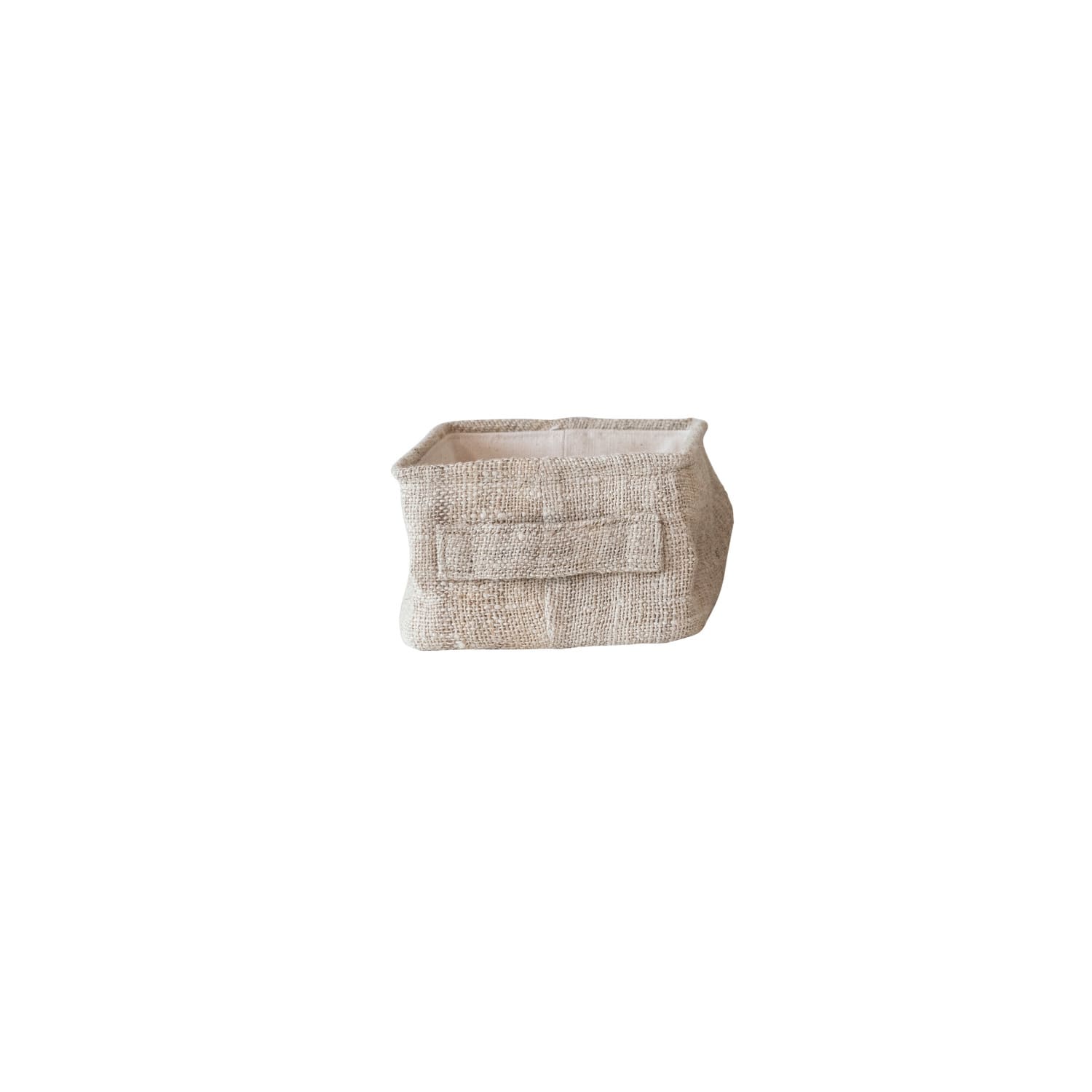 Hello Honey® 8" Natural Rectangular Hemp Fiber & Metal Bin with Cotton Canvas Lining