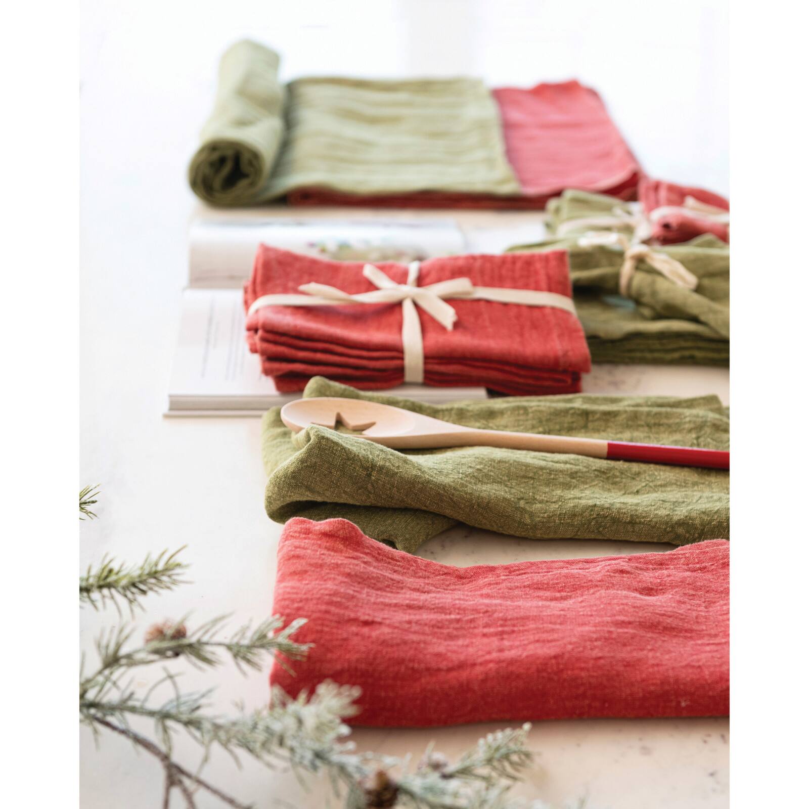Hello Honey® 36" Oversized Red Stonewashed Linen Tea Towel