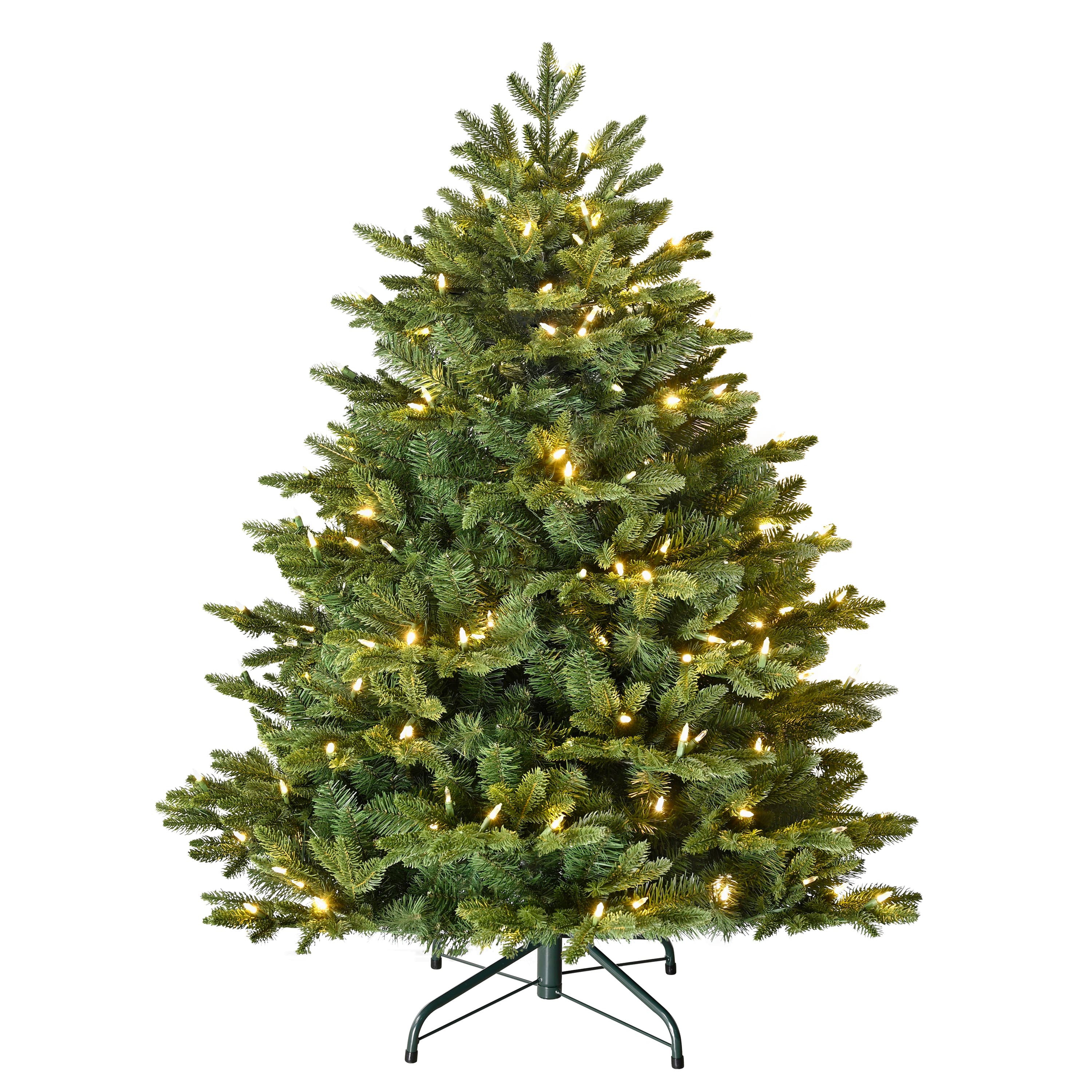 Puleo International 4.5ft. Pre-Lit Noble Fir Artificial Christmas Tree, Warm White & Multicolor LED Lights