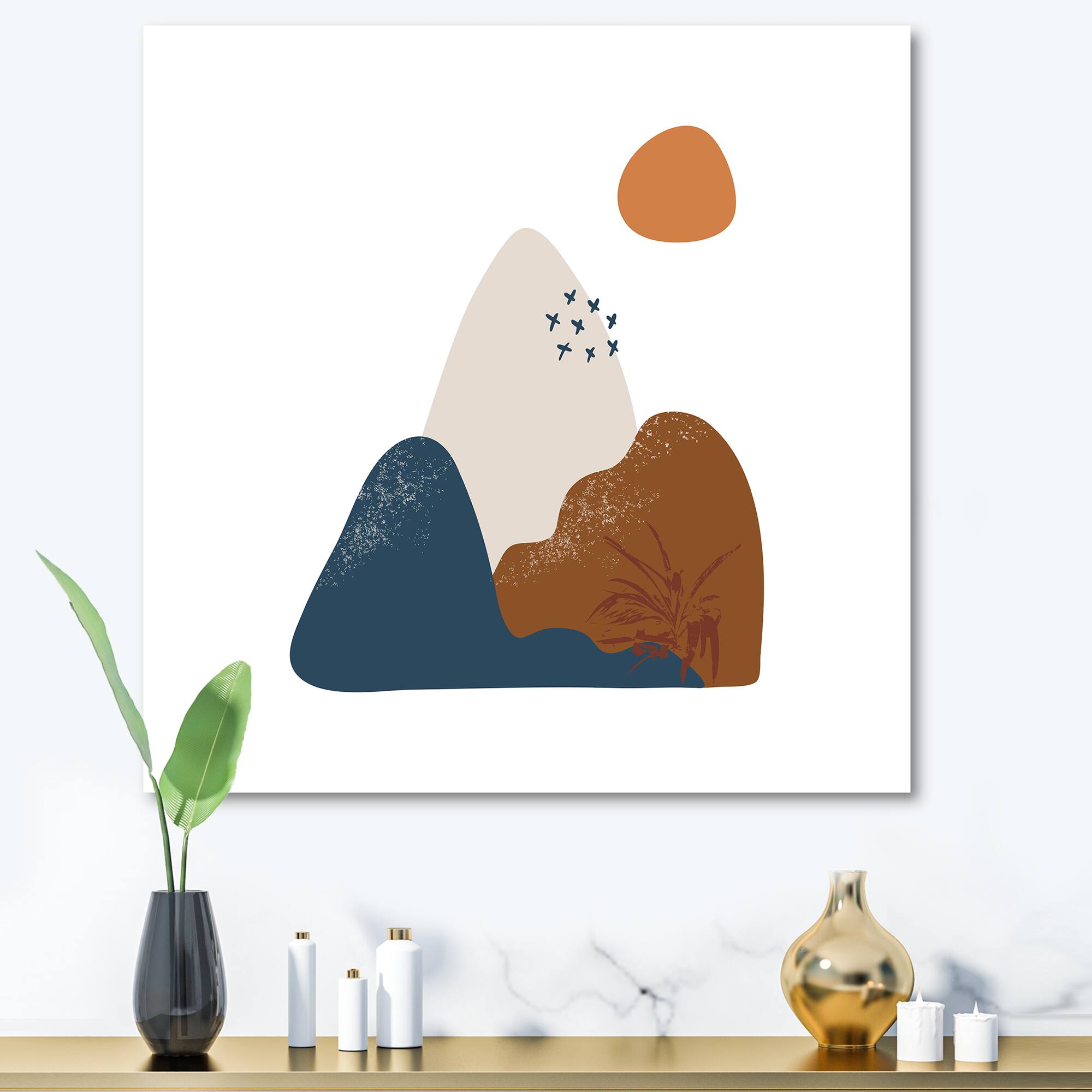 Designart - Abstract Flowers On Minimal Shapes VI
