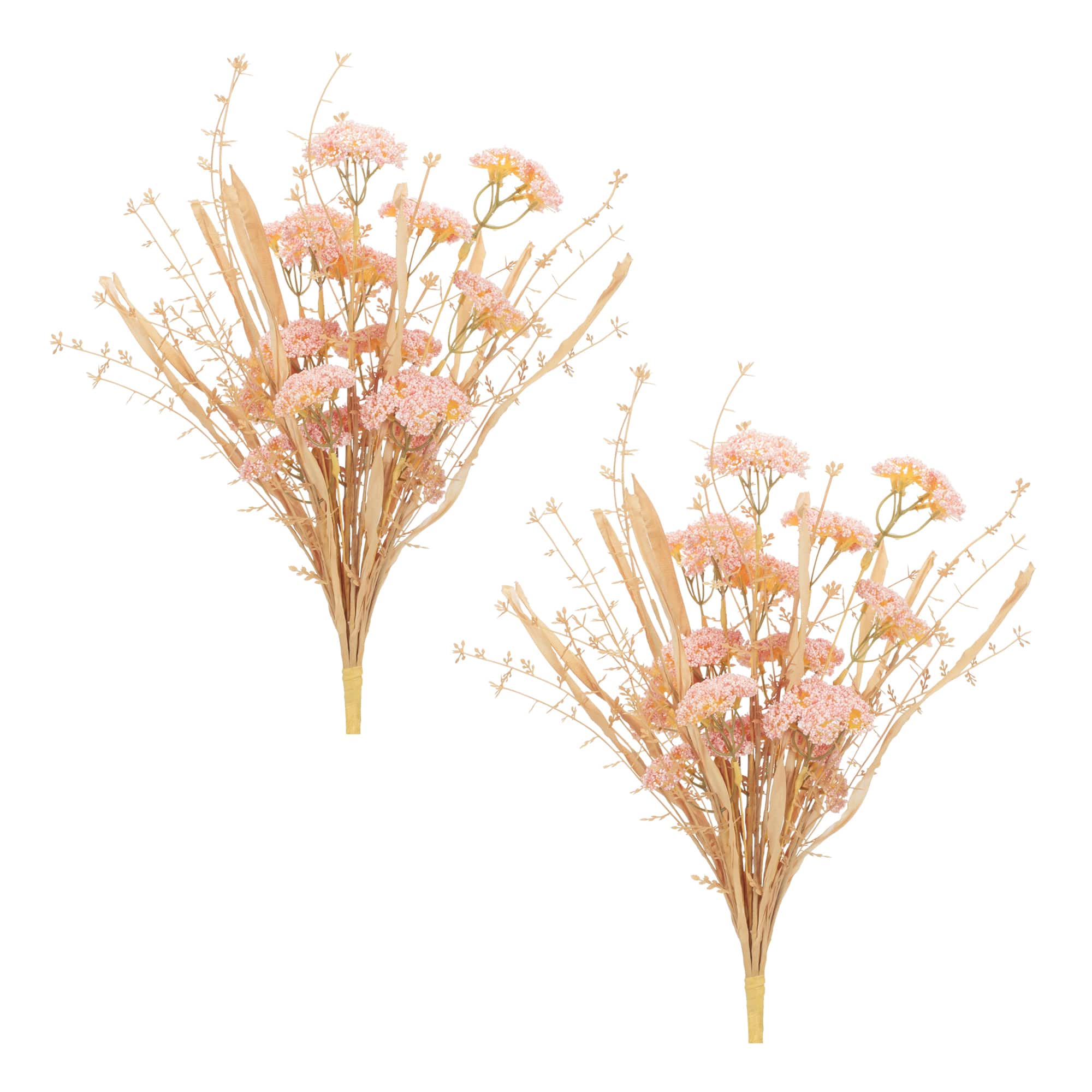 20.5" Blush Floral Grass Bush, 2ct.