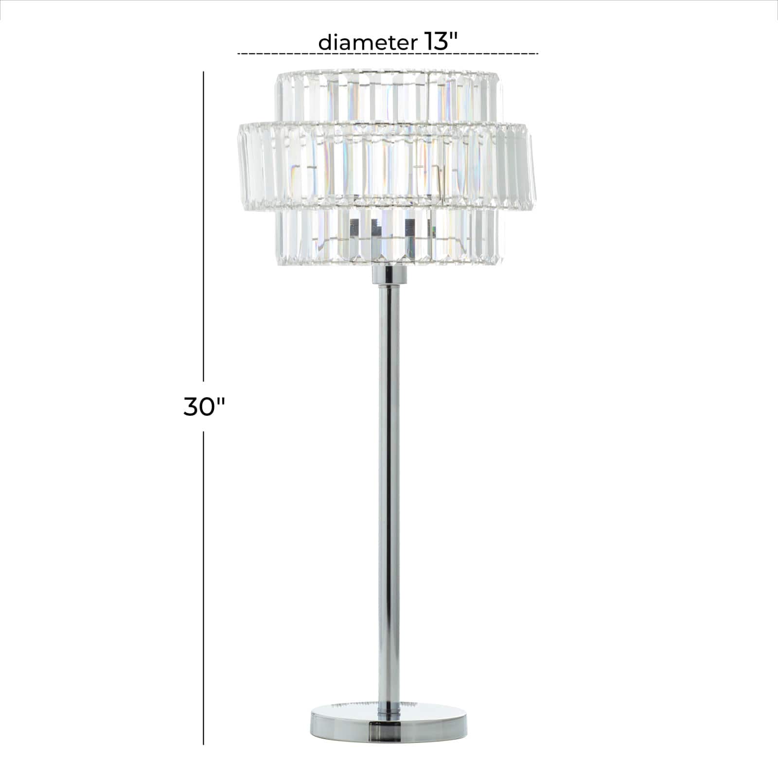 Silver Iron Contemporary Table Lamp, 30" x 13" x 13"