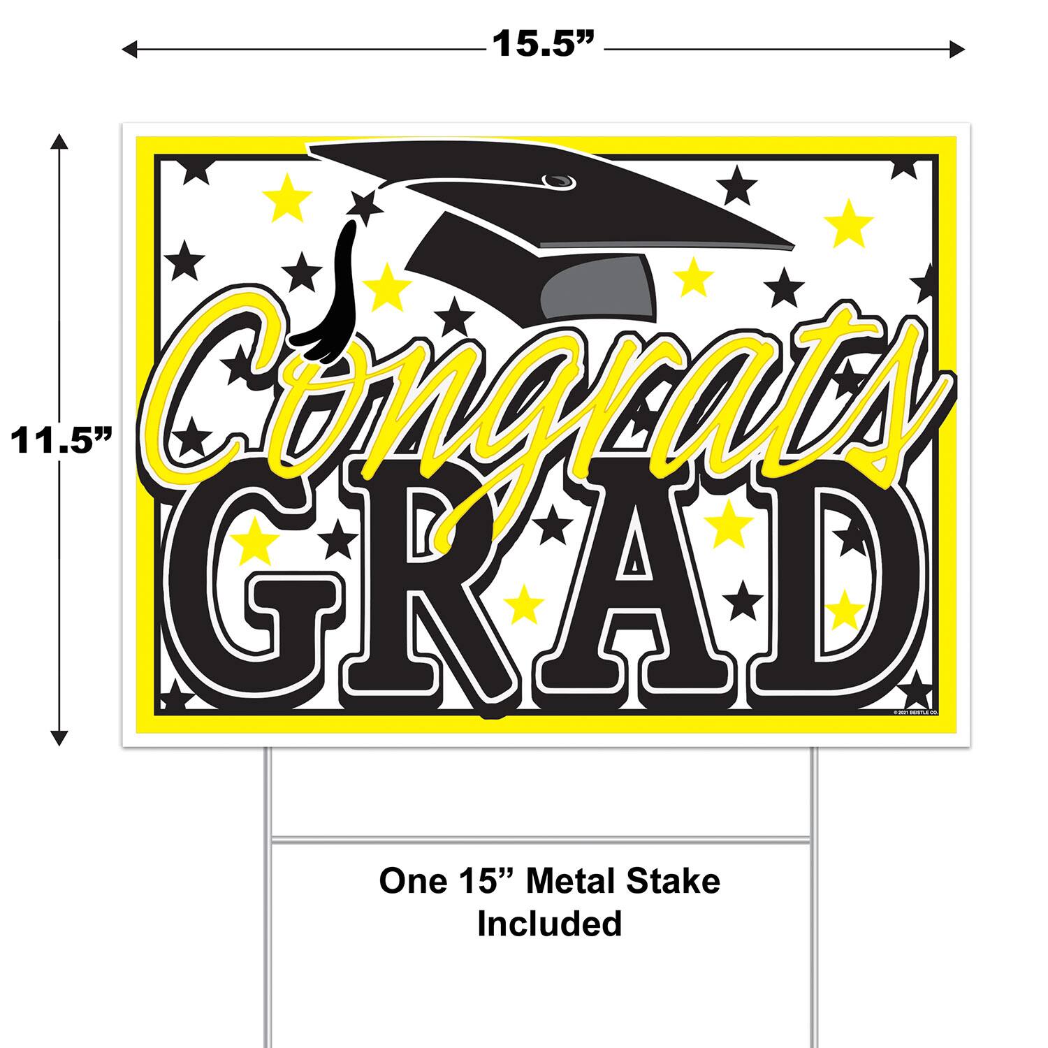 Beistle 11.5" x 15.5" Plastic Congrats Grad Yard Sign