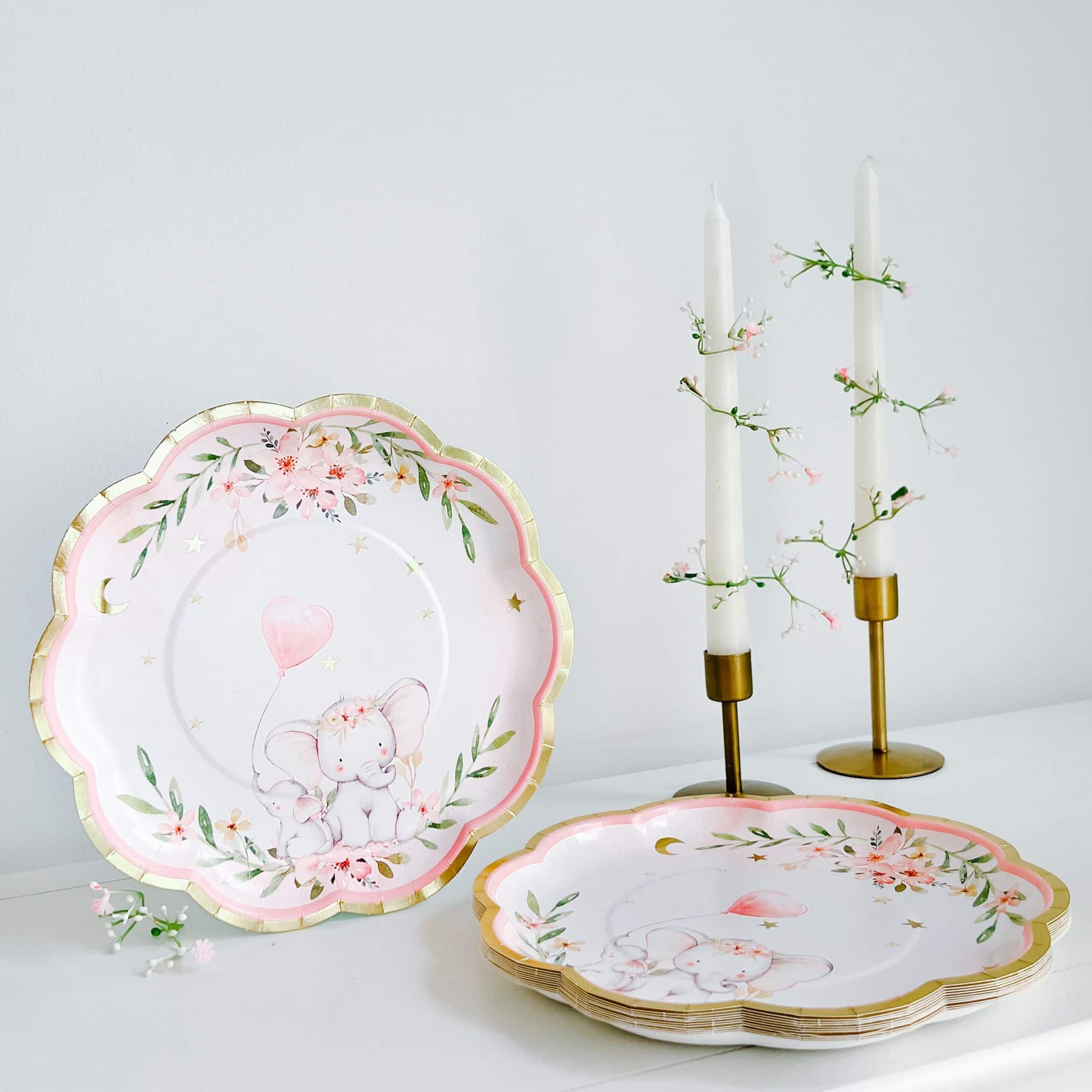 Kate Aspen® 9" Pink Elephant Baby Shower Premium Paper Plates, 16ct.