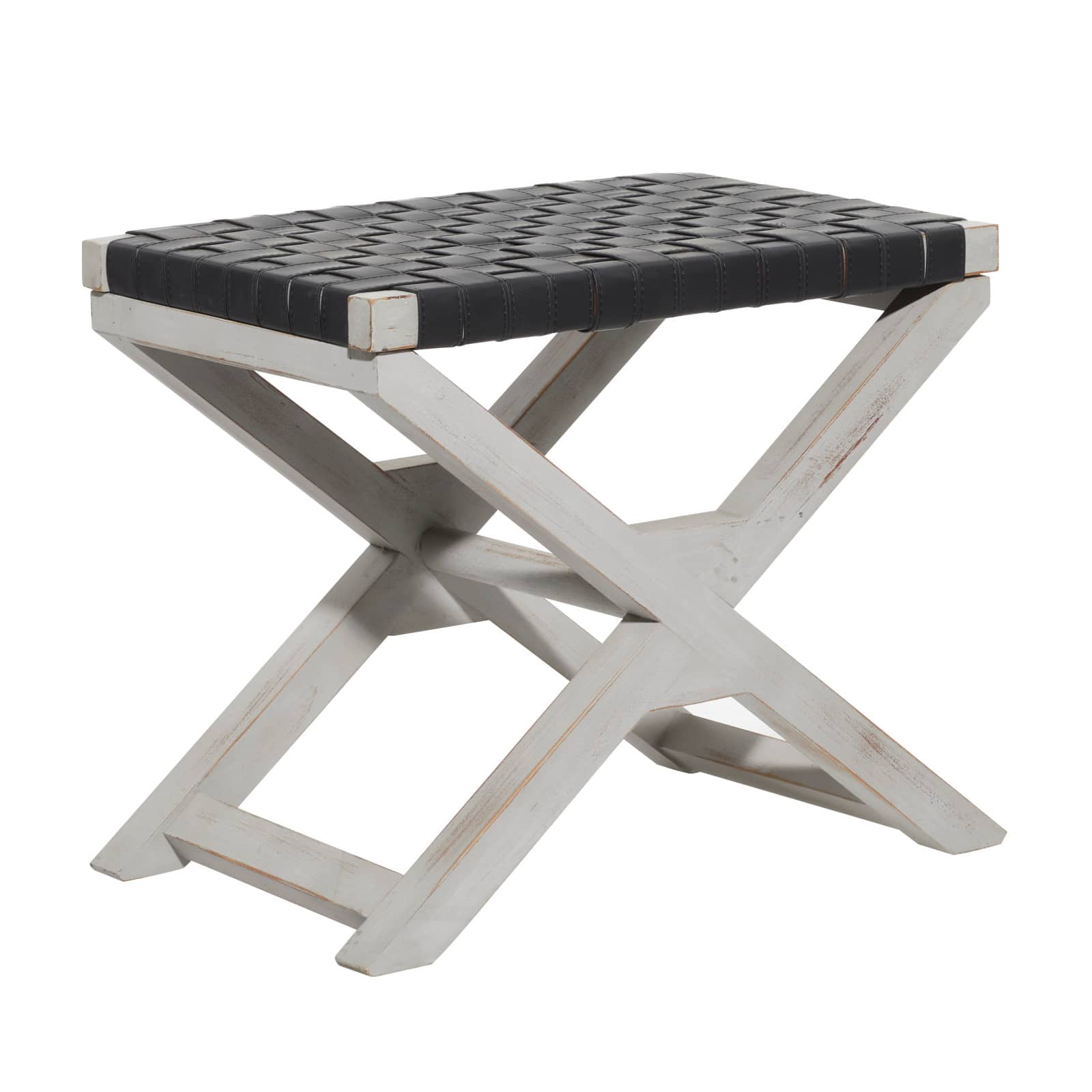 20" Black Wood Farmhouse Stool