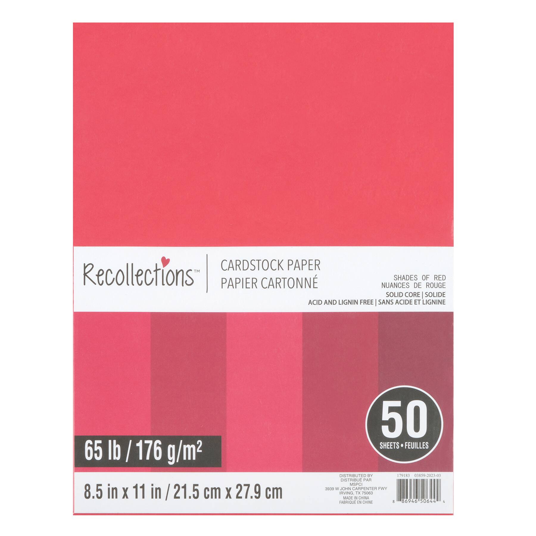 12 Packs: 50 ct. (600 total) Shades of Red 8.5" x 11" Cardstock Paper by Recollections™