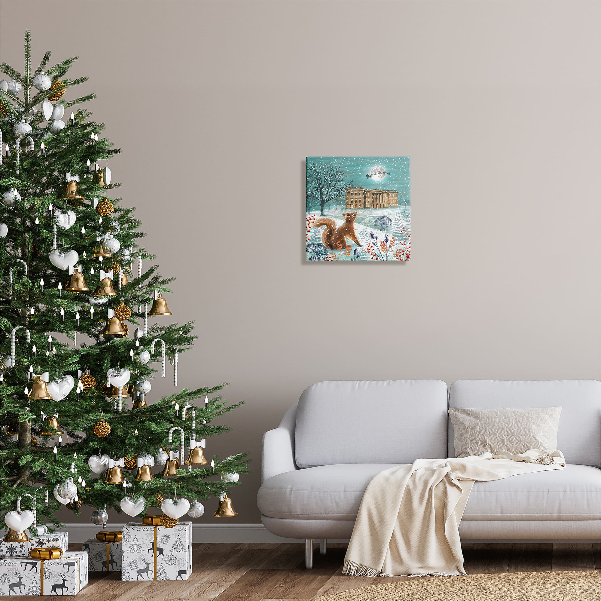 Stupell Industries Squirrel Watching Santa Claus Canvas Wall Art