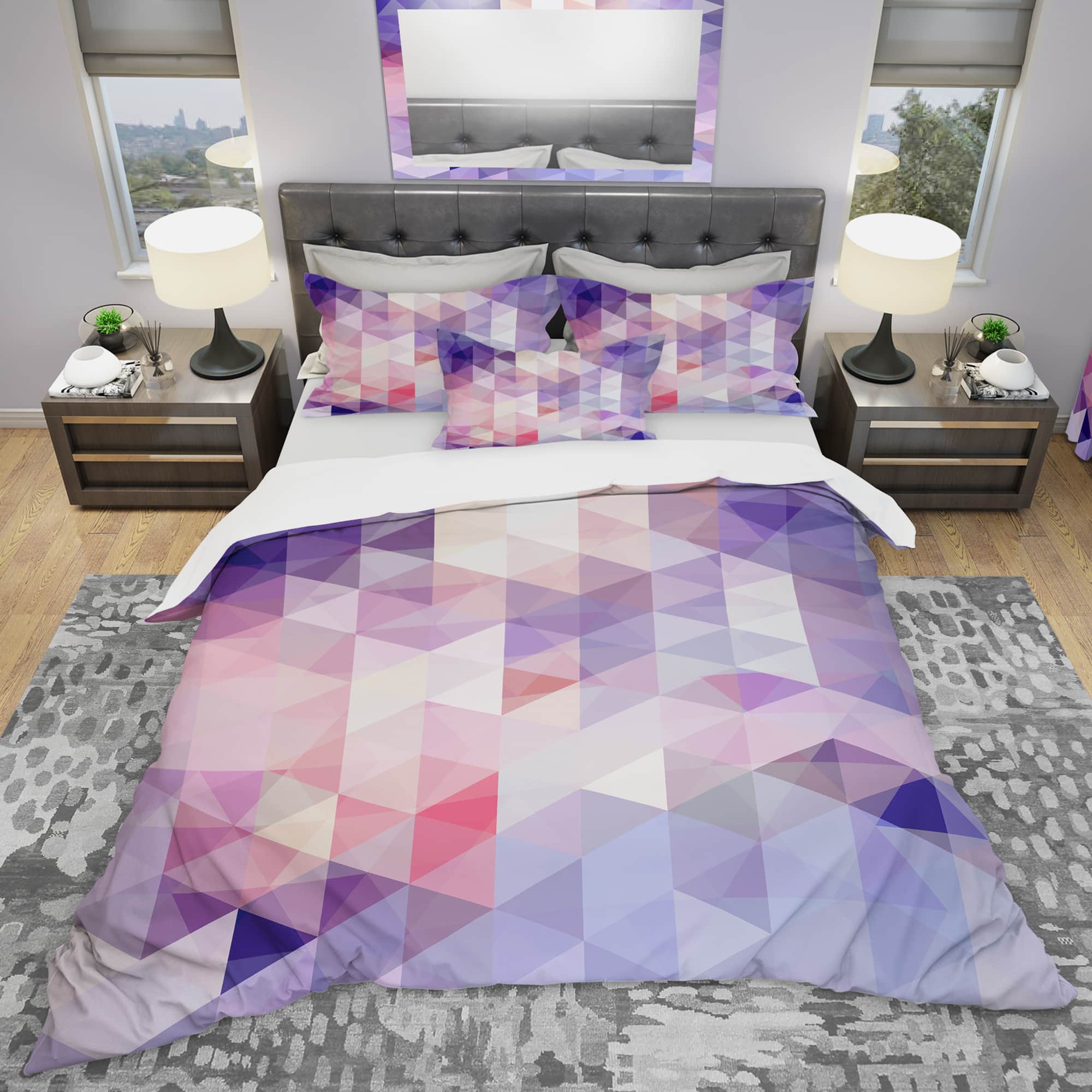 Designart 'Square Composition with Geometric Shapes' Modern & Contemporary Bedding Set