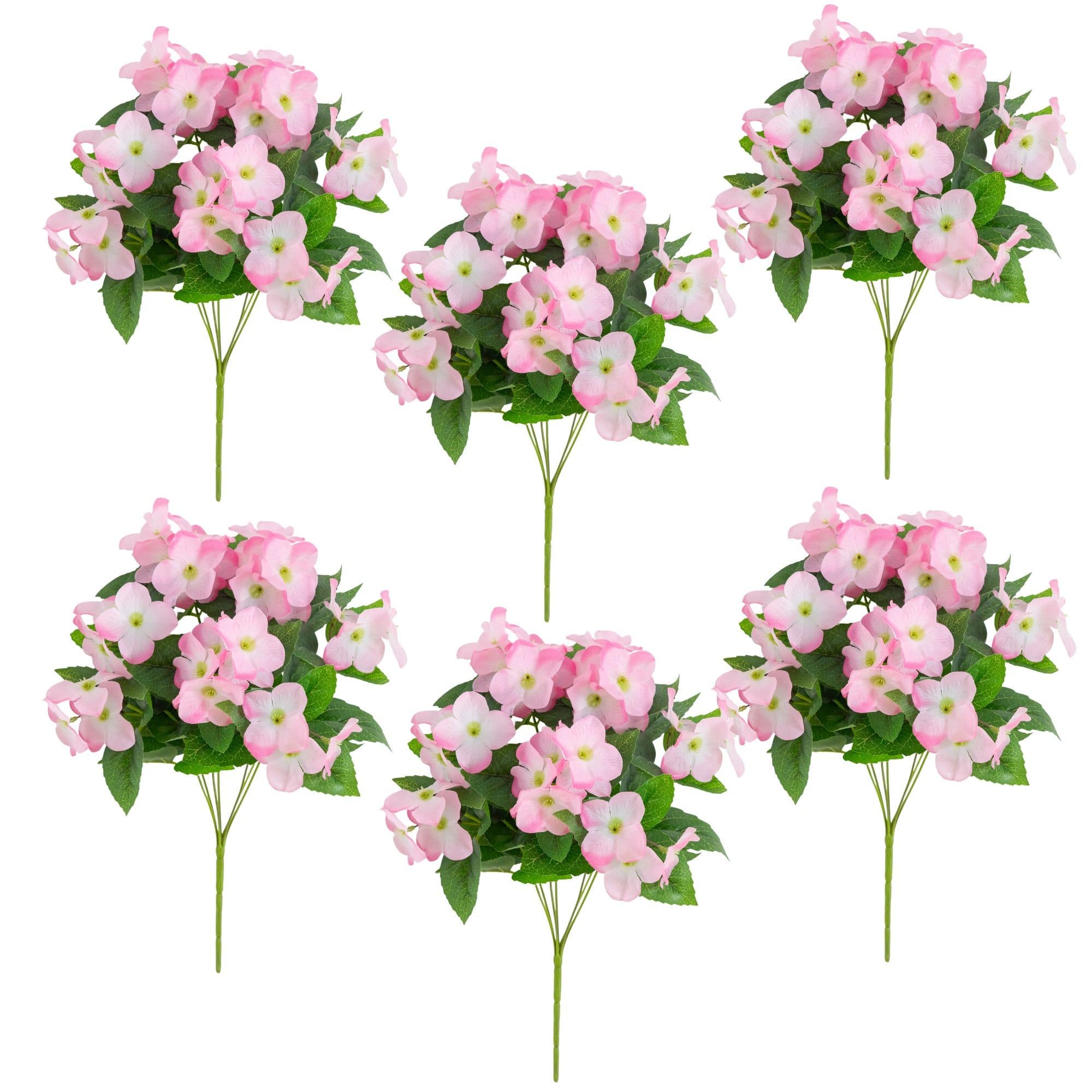 14" UV Resistant Artificial Hydrangea Bushes, 6ct.