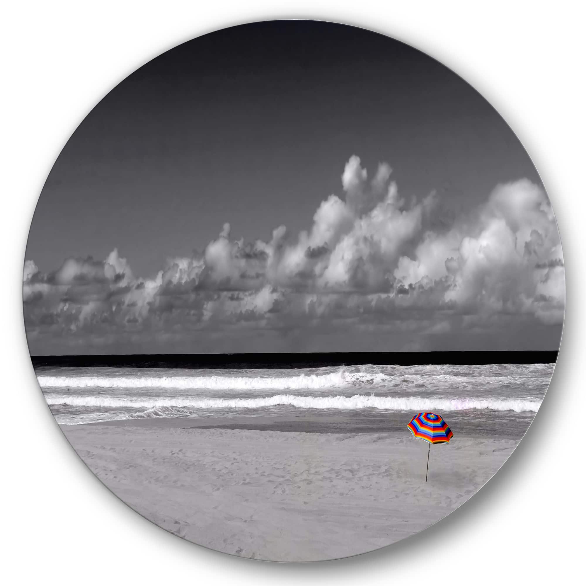 Designart - Monochrome Coastline Under Cloudy Sky