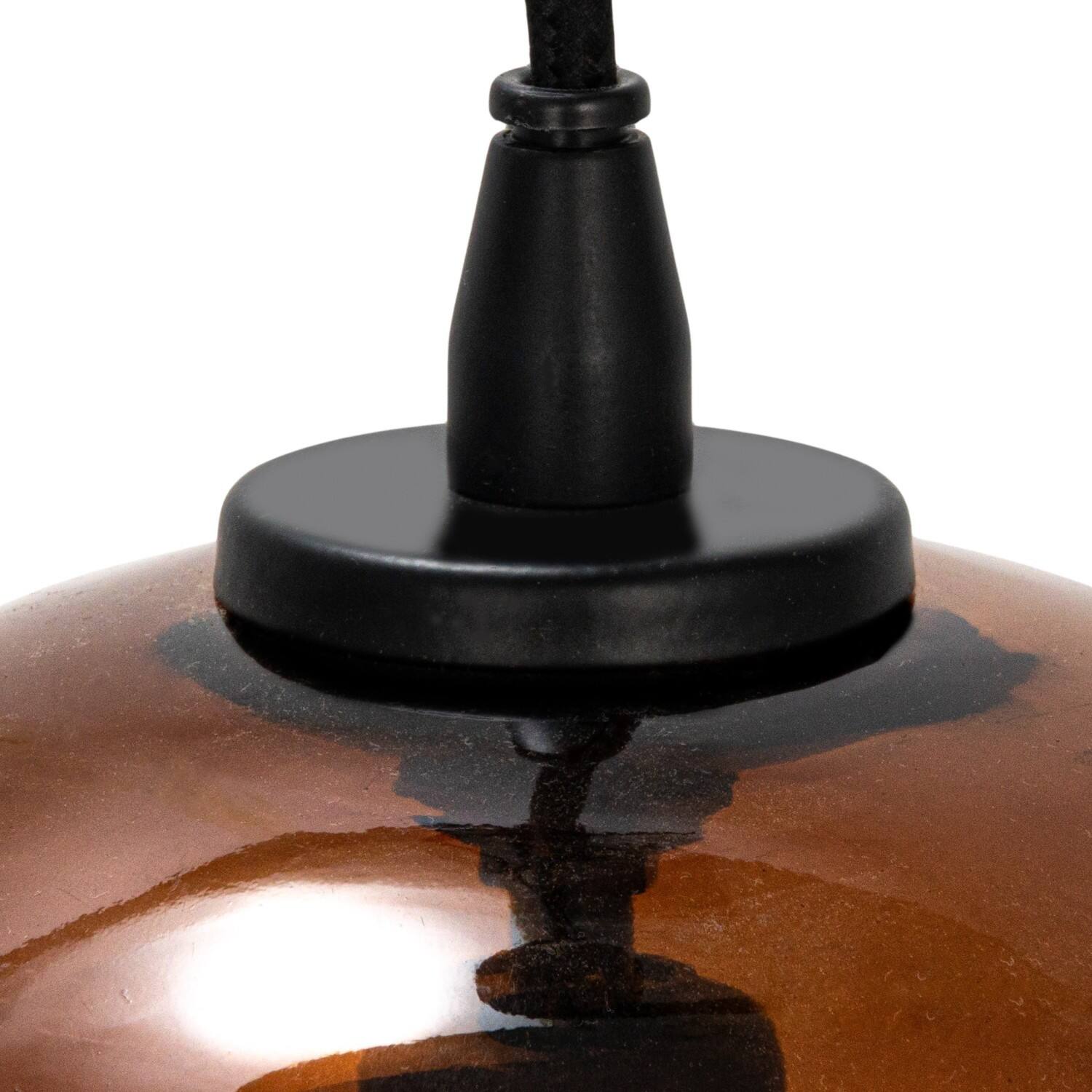 Hello Honey® 8.25" Amber Round Glass & Metal Pendant Lamp with Hardwire