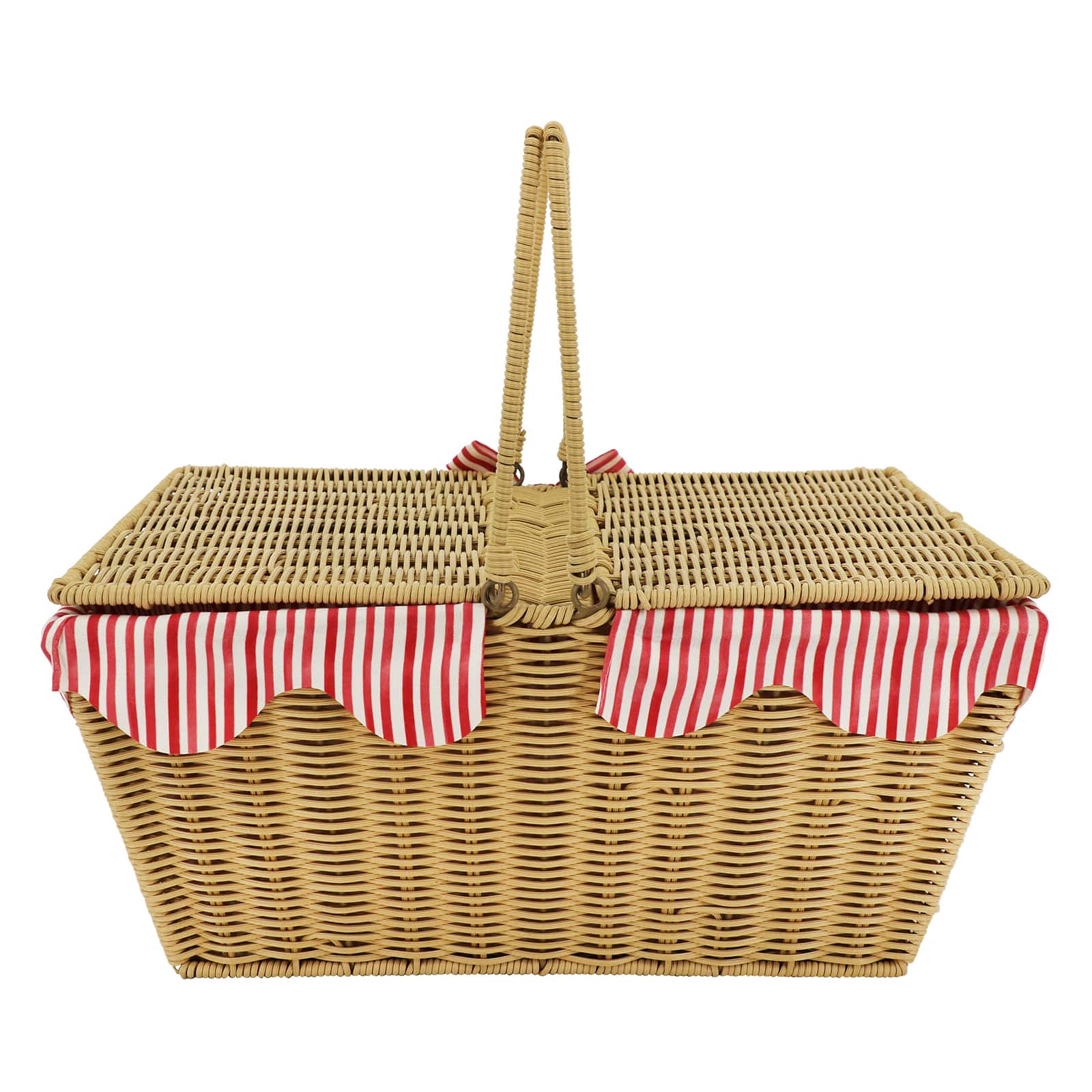 Red & White Stripe Picnic Basket by Celebrate It™