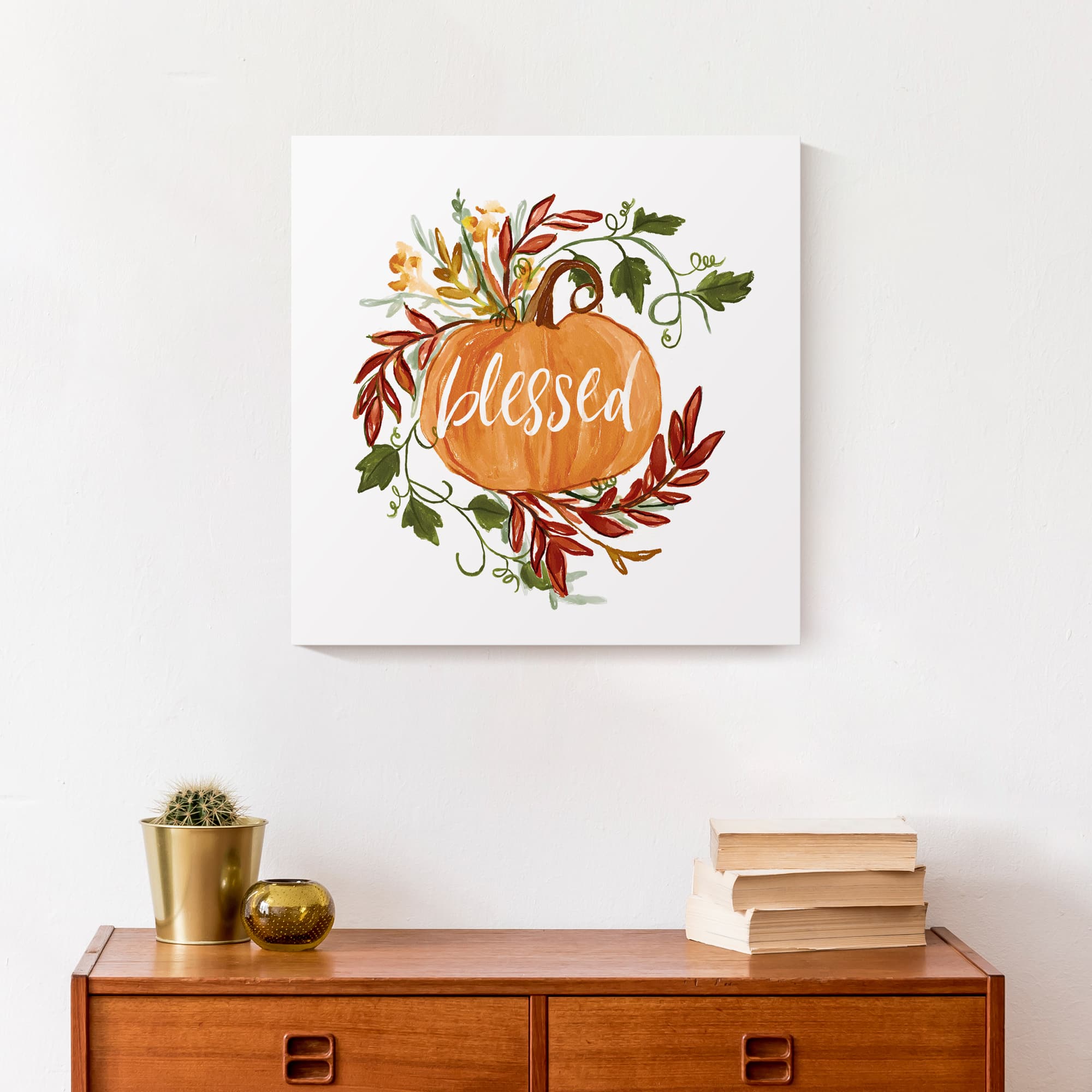 Blessed Pumpkin Vine Canvas Wall Art