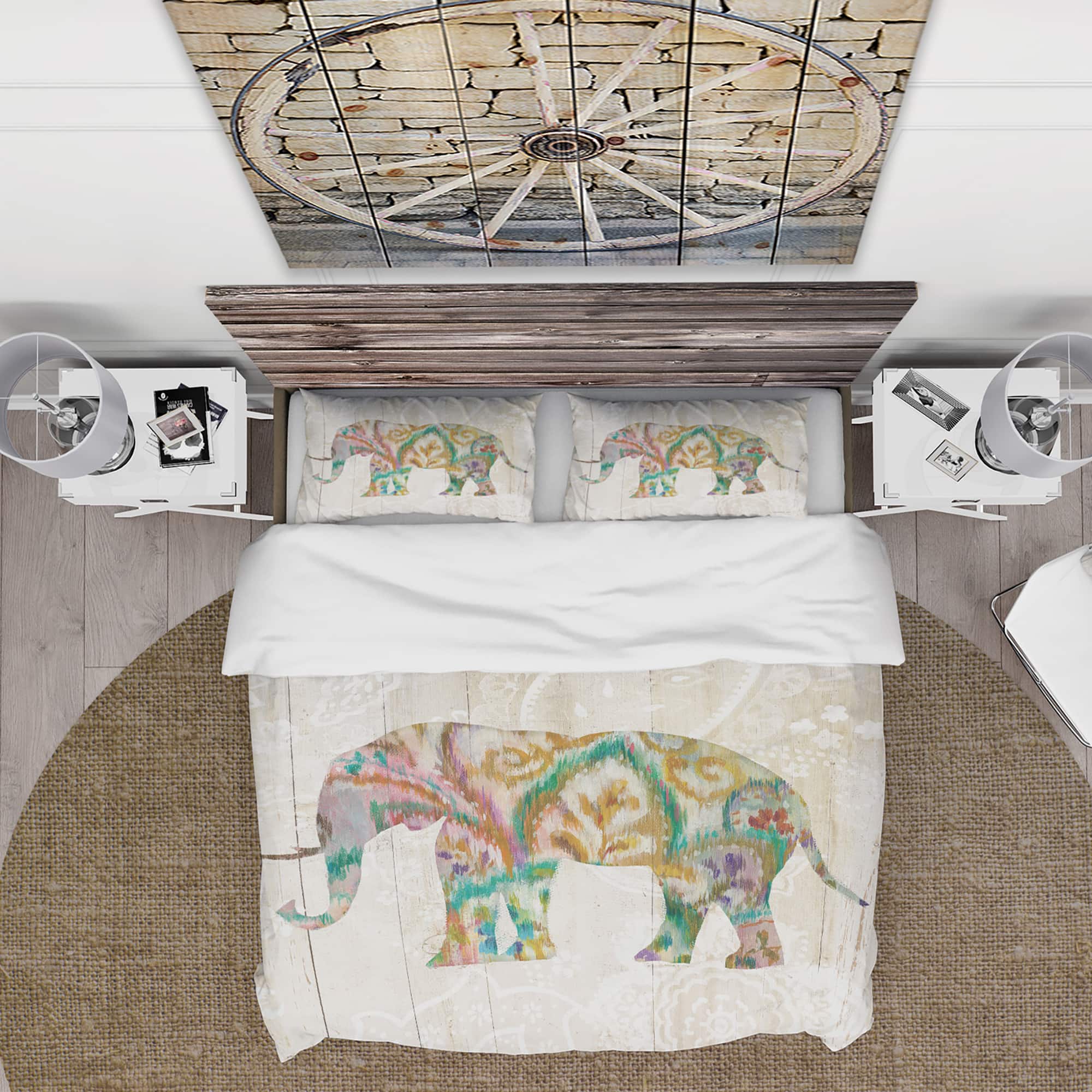 Designart 'Boho Paisley Elephant II vII' Traditional Bedding Set - Duvet Cover & Shams