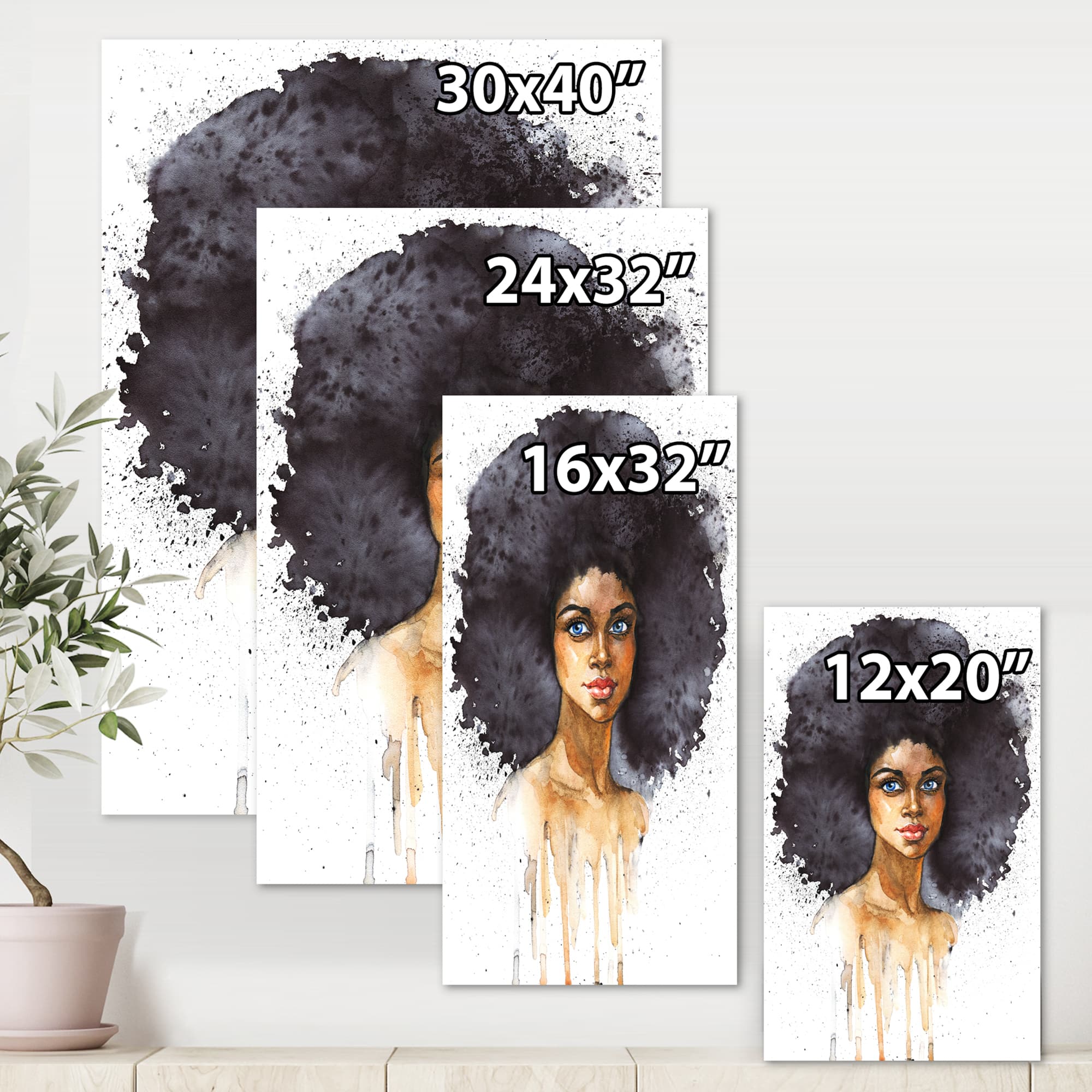 Designart - Portrait of African American Woman X - Modern Canvas Wall Art Print