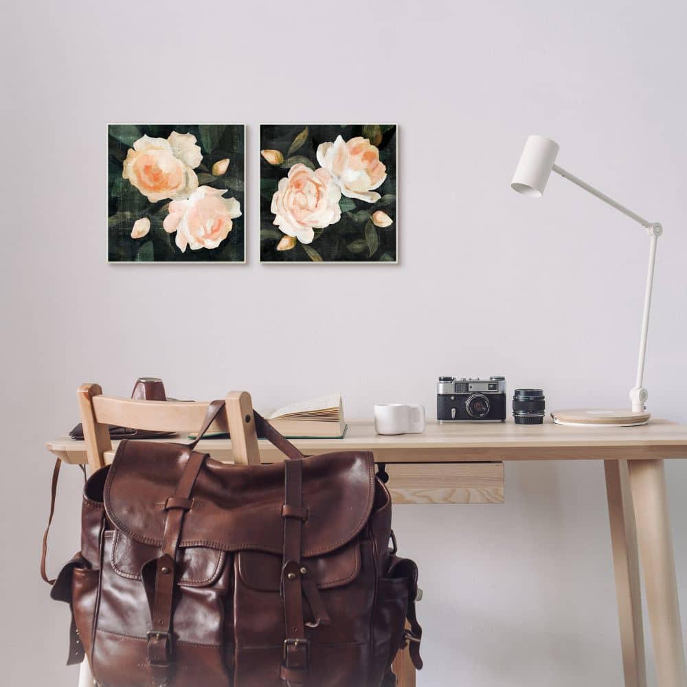 Stupell Industries Country Rose Garden Pink Green Nature Flower Painting,12" x 12"