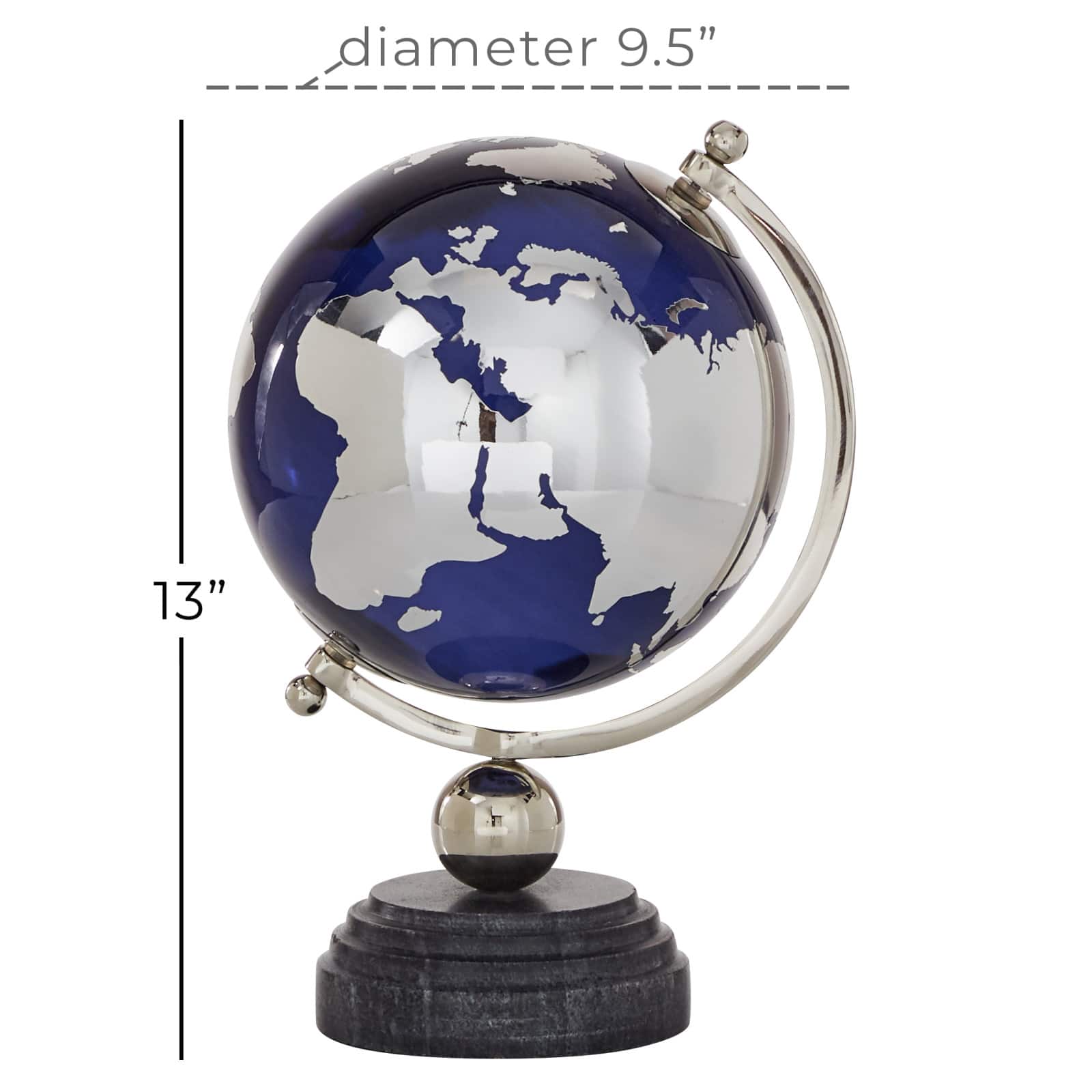 13" Blue Ceramic Coastal Globe