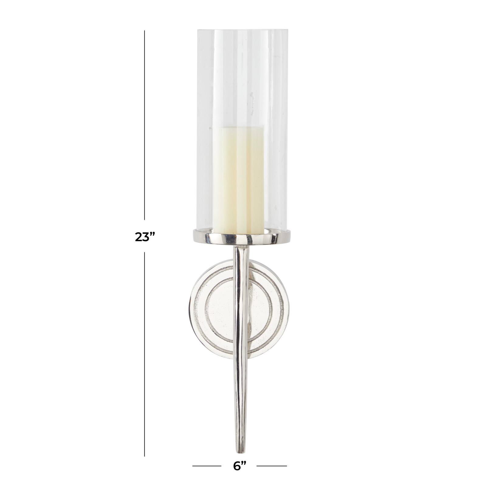 Silver Aluminum Modern Wall Sconce, 6" x 7" x 23"