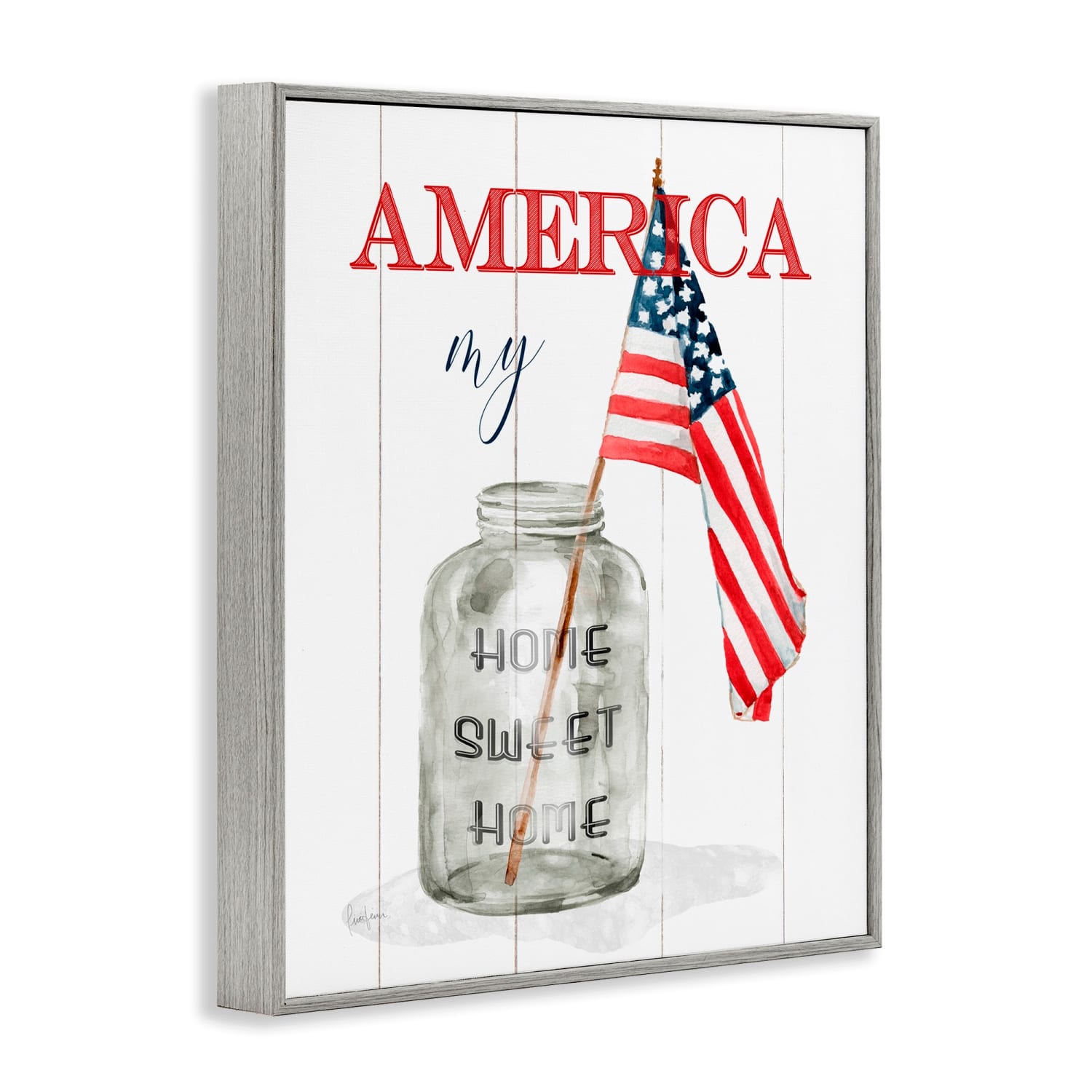 Stupell Industries America My Home Sweet Home Patriotic Country Flag Framed Giclee Art