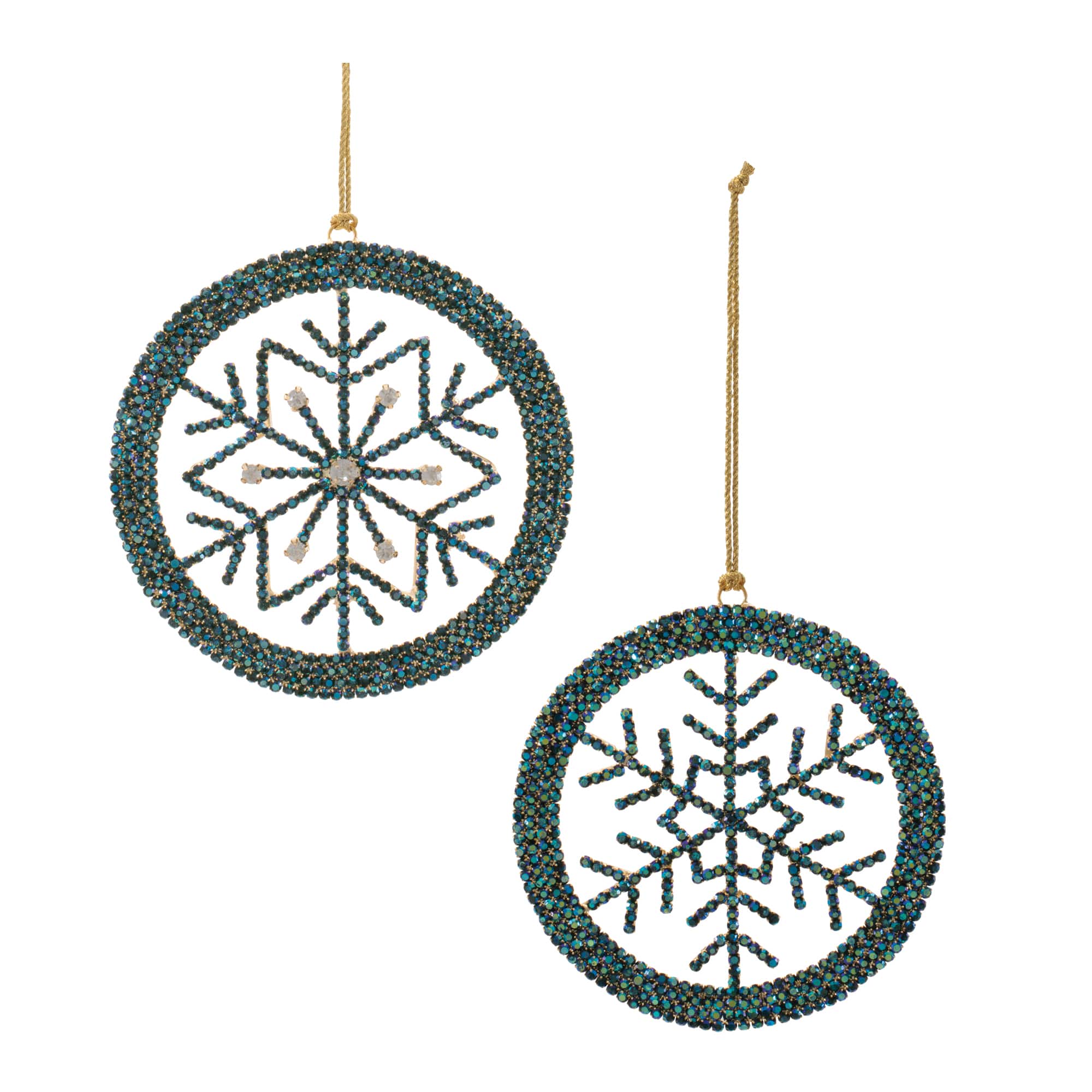 Melrose 4.25" Green & Blue Snowflake Ornaments, 6ct.