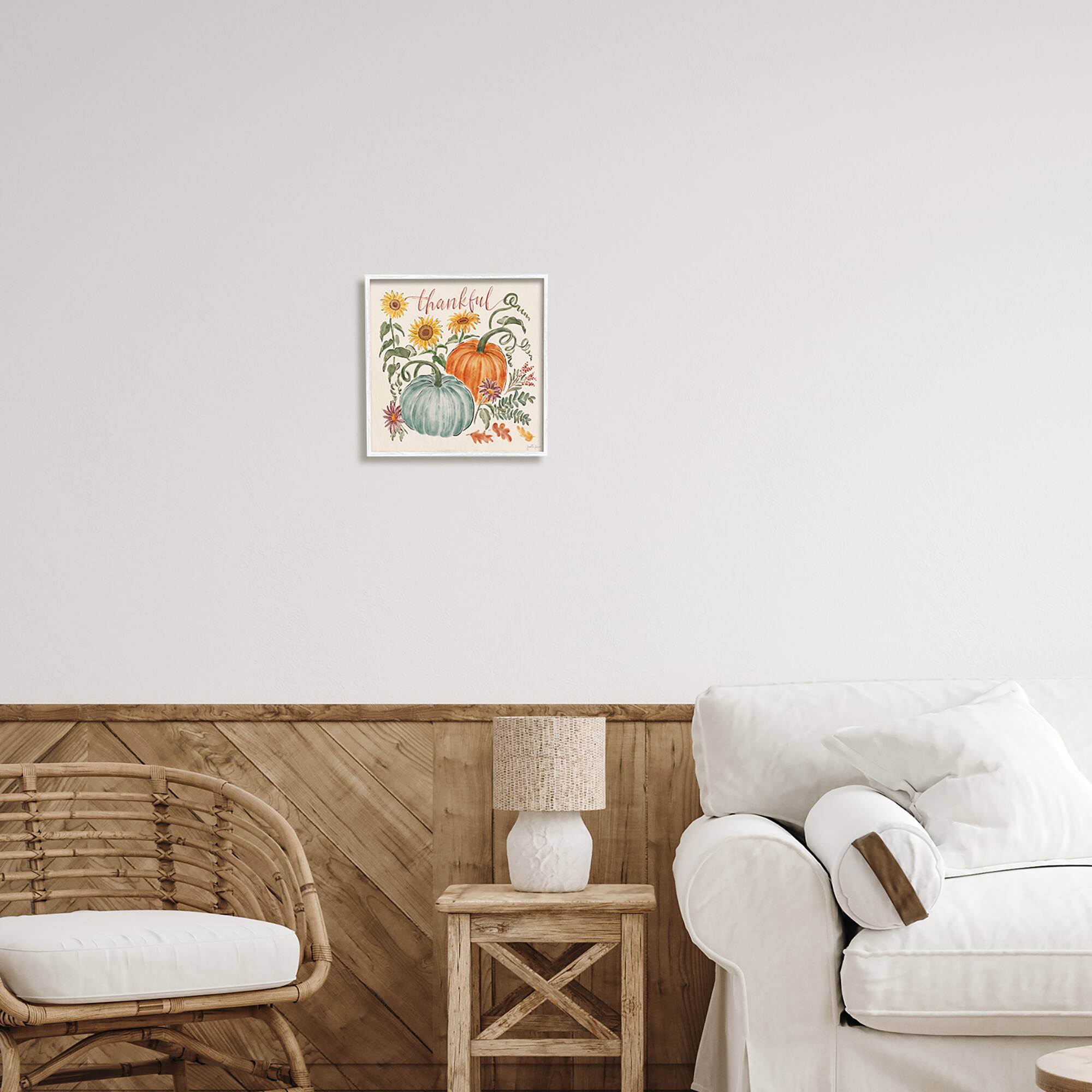 Stupell Industries Autumn Botanical Thankful Nature Framed Giclee Art
