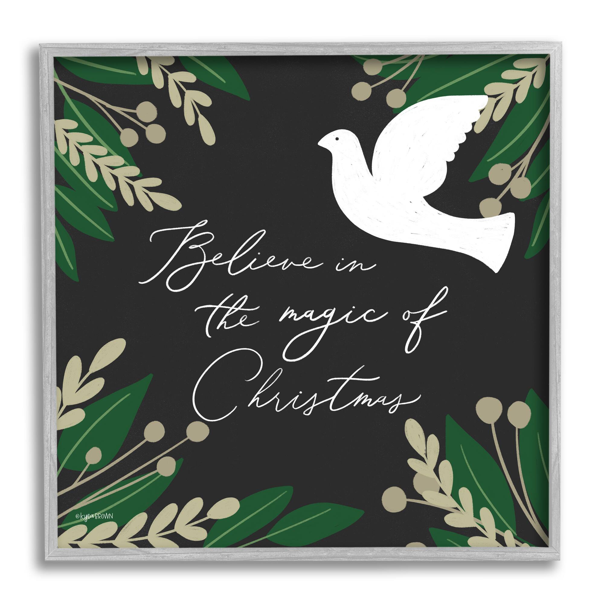 Stupell Industries Magic Of Christmas Botanical Dove Framed Giclee Art