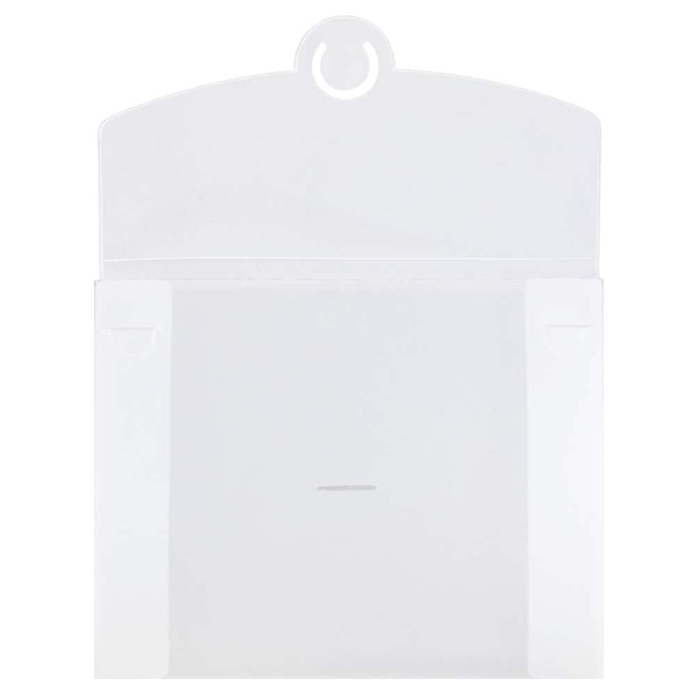 JAM Paper Clear Frost Plastic Portfolio with Circular Tuck Flap Closure 8.5" x 6.5"