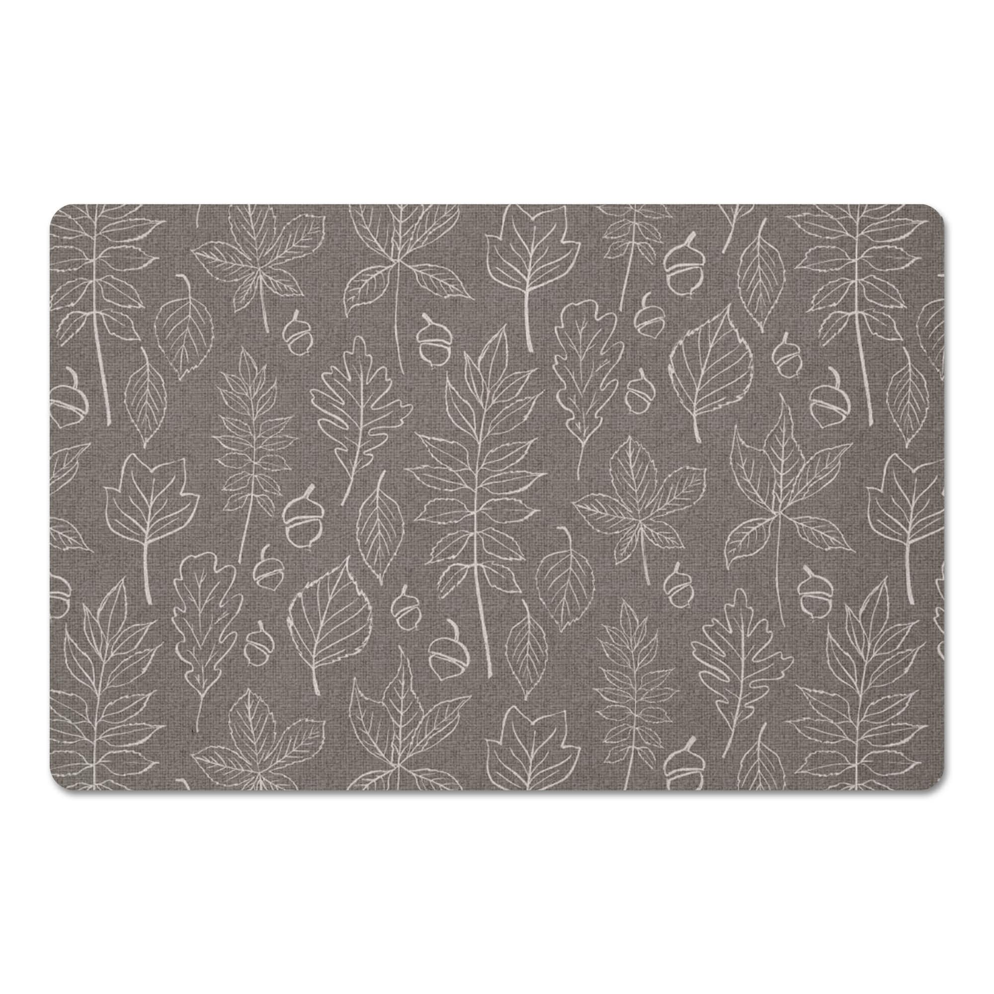 Gray Leaf Pattern Floor Mat
