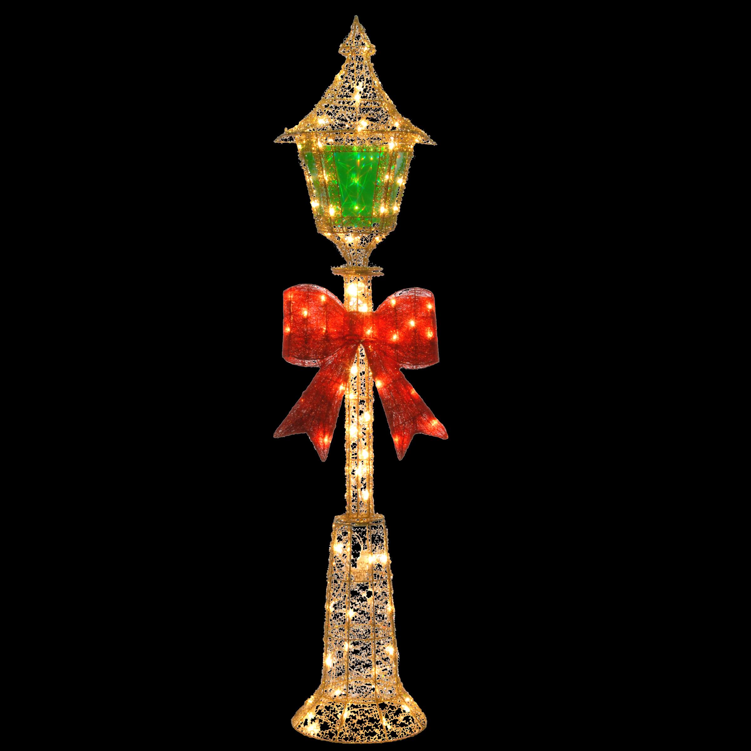 60" Gold Wire Lamp Post, Clear Lights