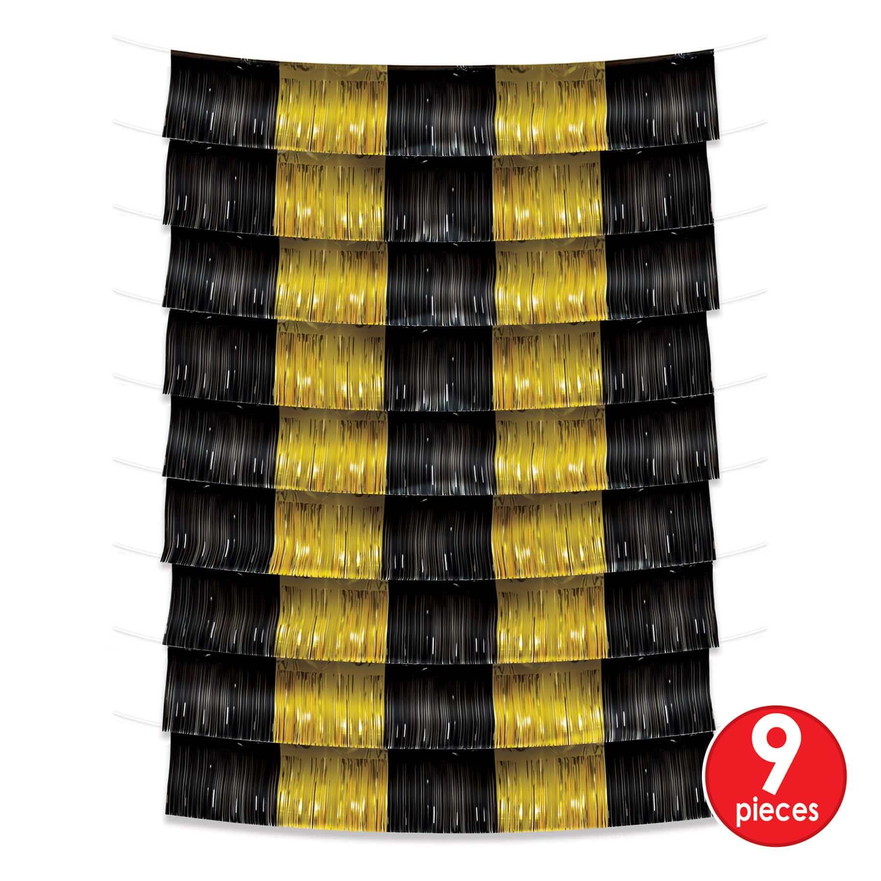 Beistle Black and Gold Metallic Fringe Garland Backdrop