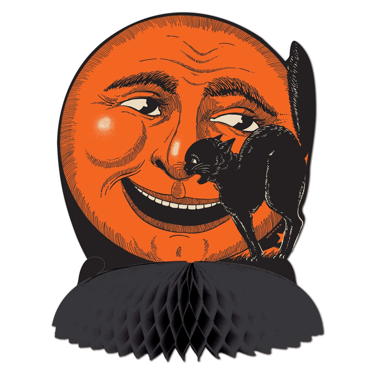 Beistle Vintage Halloween Cat & Moon Centerpieces