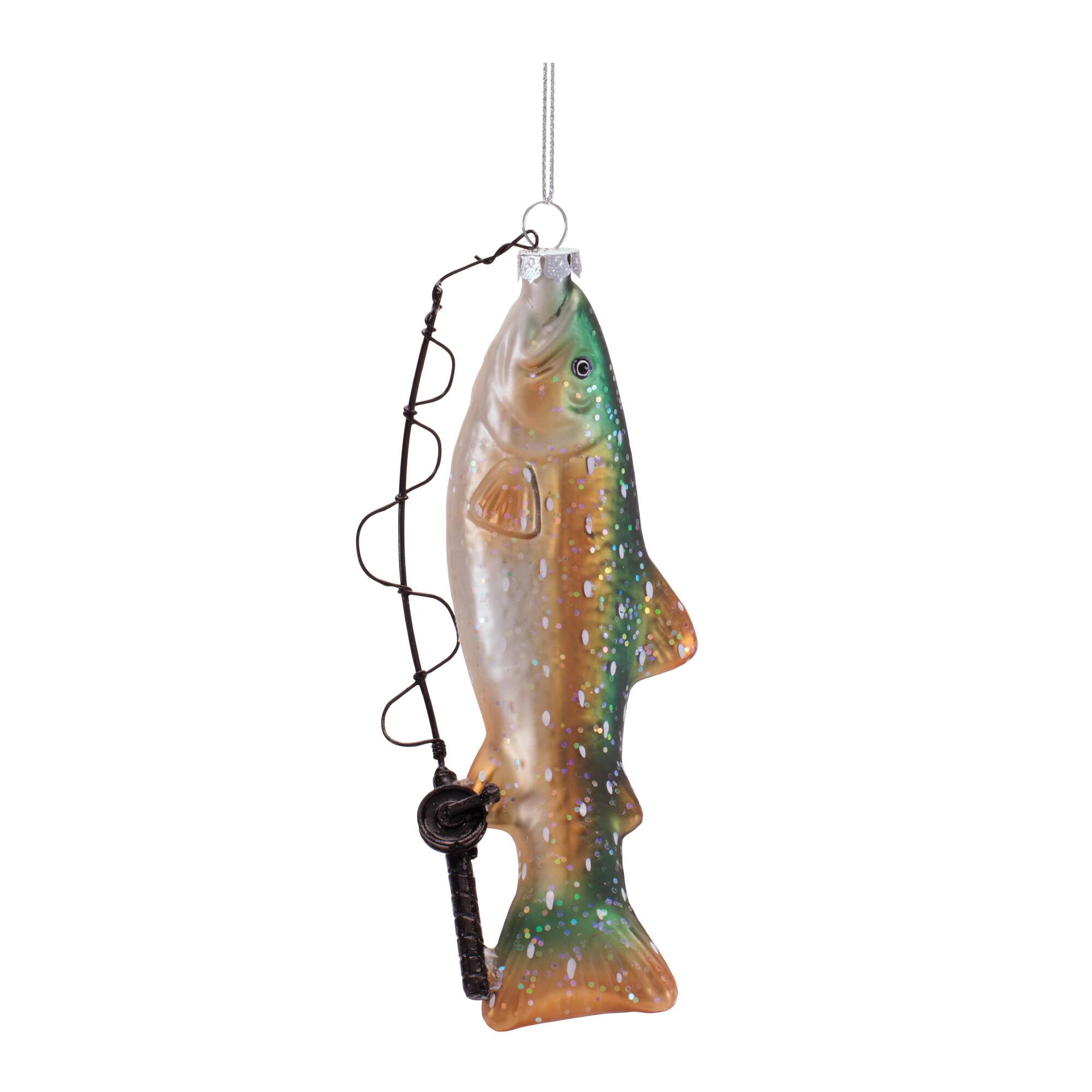 Melrose 8.5" Fishing Fish Glass Ornament